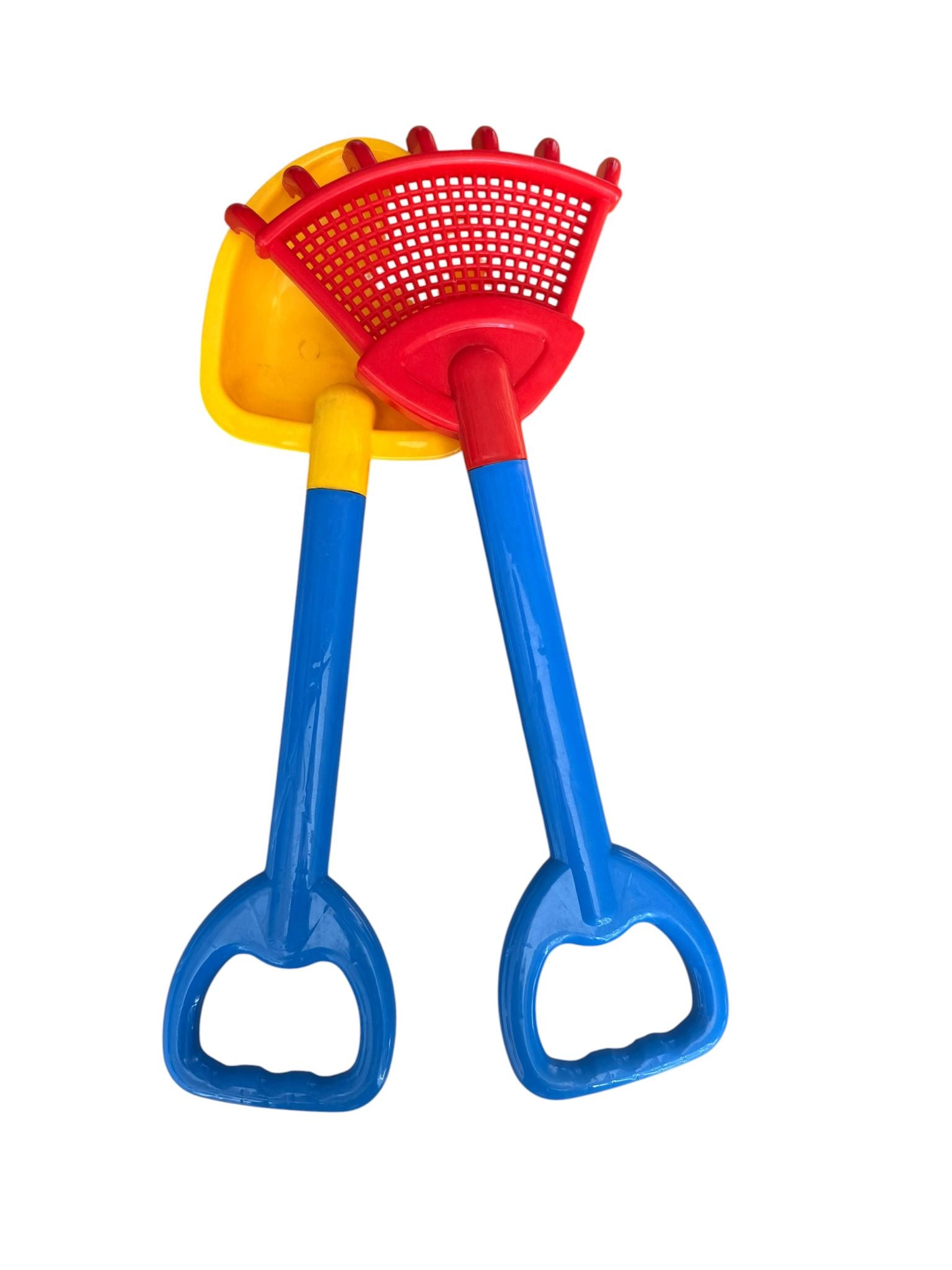 Set unelte copii pentru nisip 2 piese Lopatica si Grebla din plastic colorat