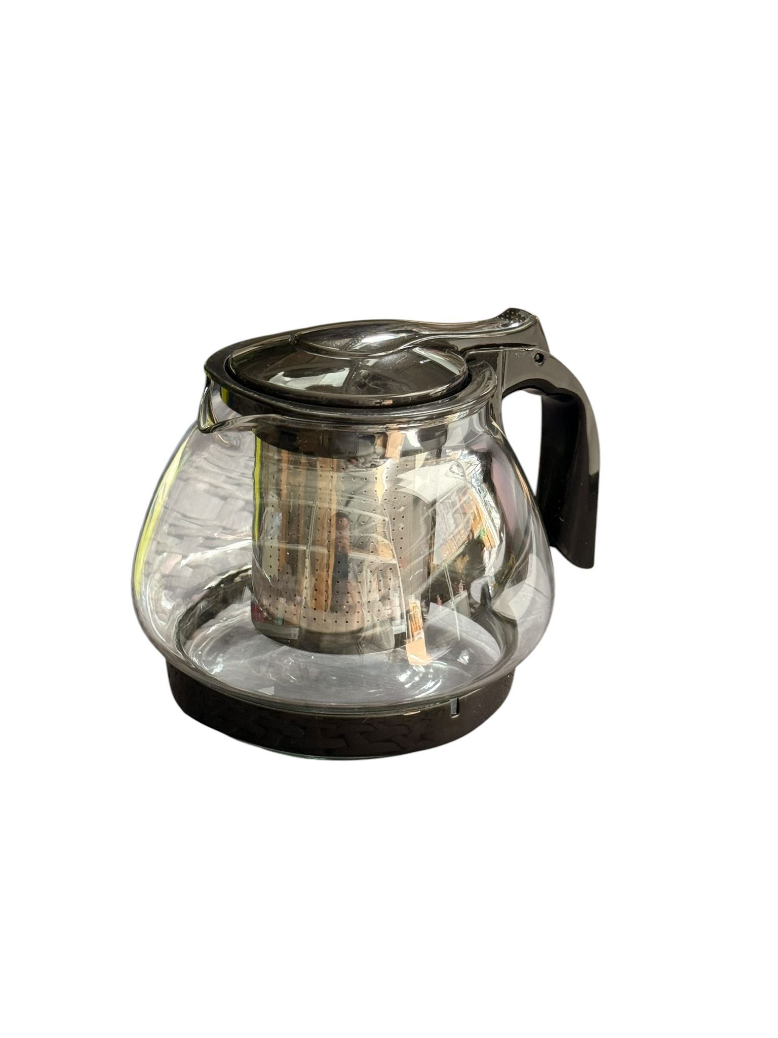 Ceainic din sticla termorezistenta Hera 750 ml cu infuzor inox si capac negru