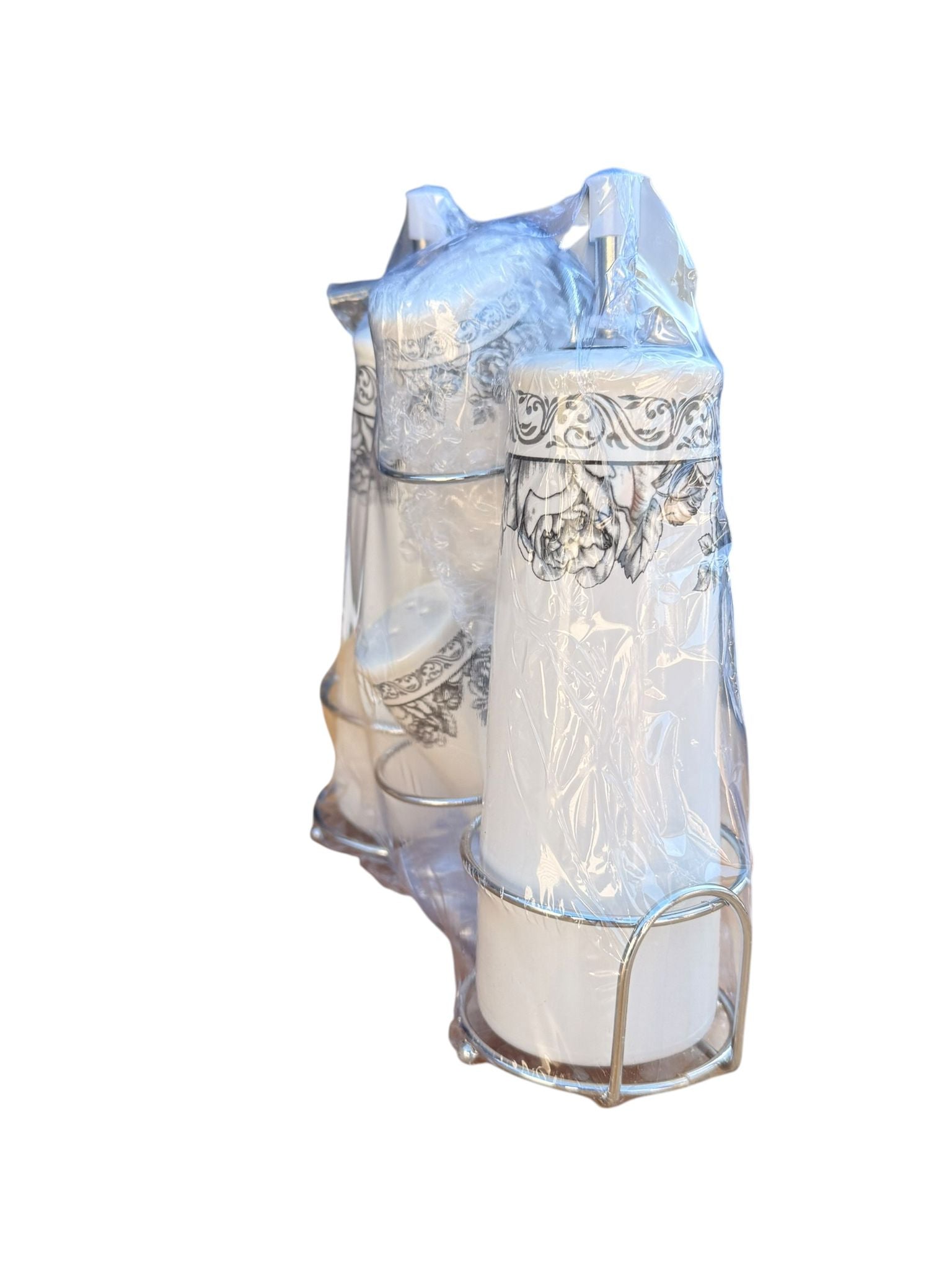 Set condimente 4 piese din ceramica cu suport metalic