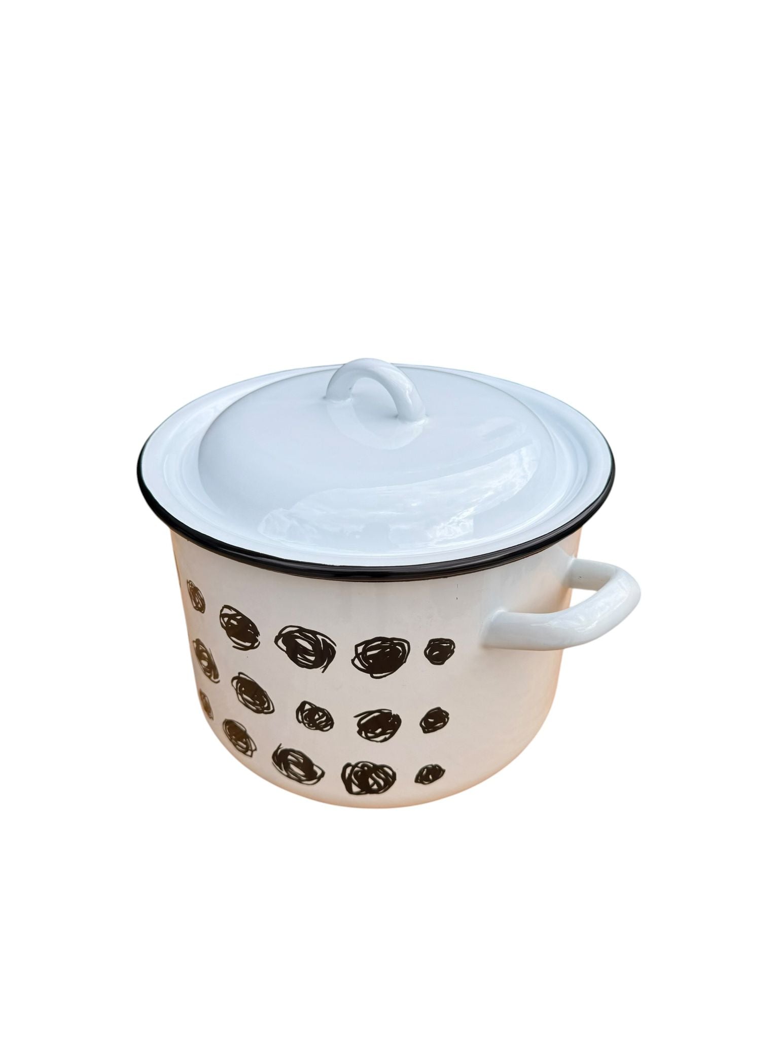 Oala emailata cu capac 6.5 litri buline negre 22 cm