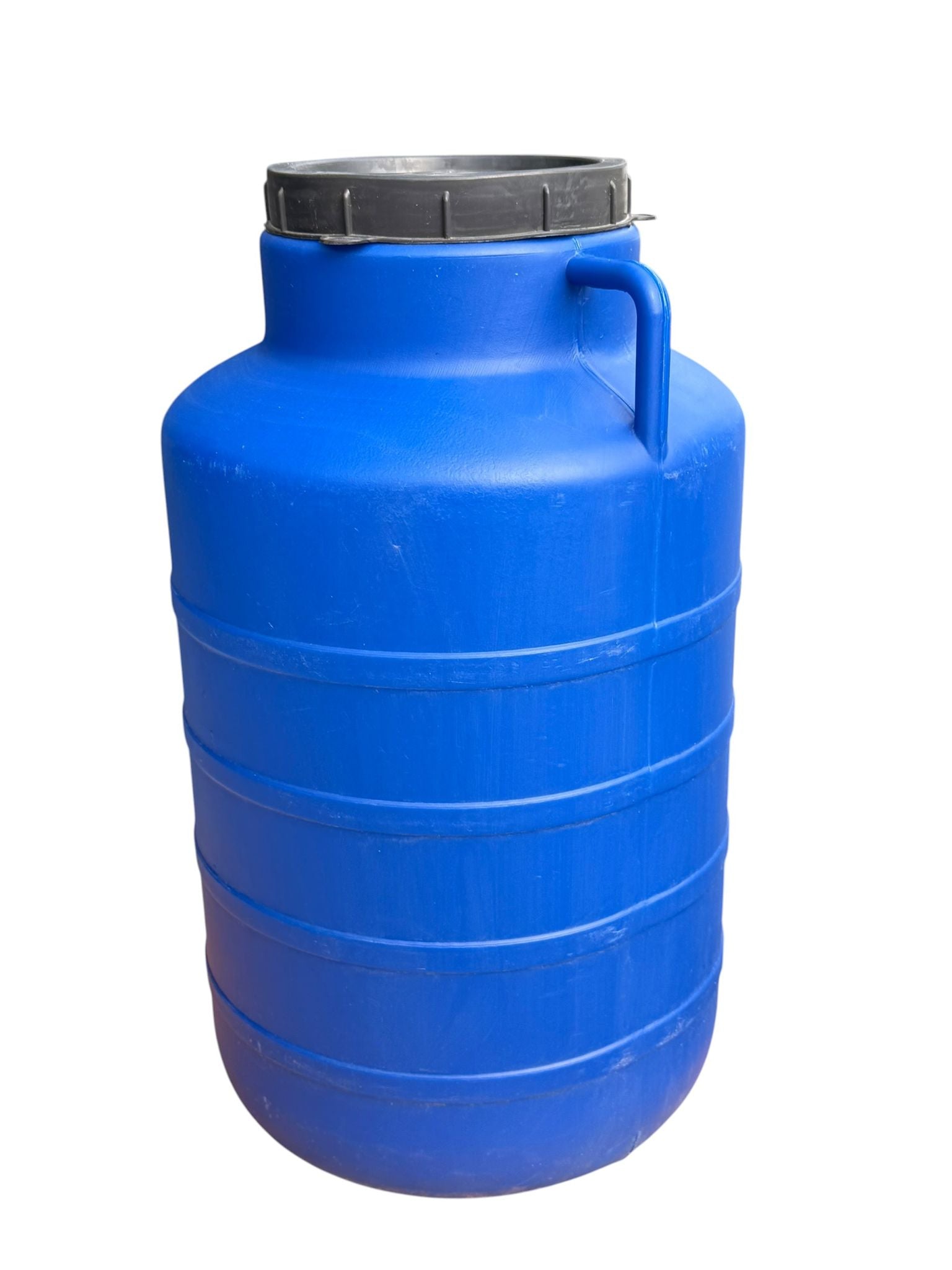 Bidon plastic alimentar 60 litri albastru cu capac si manere