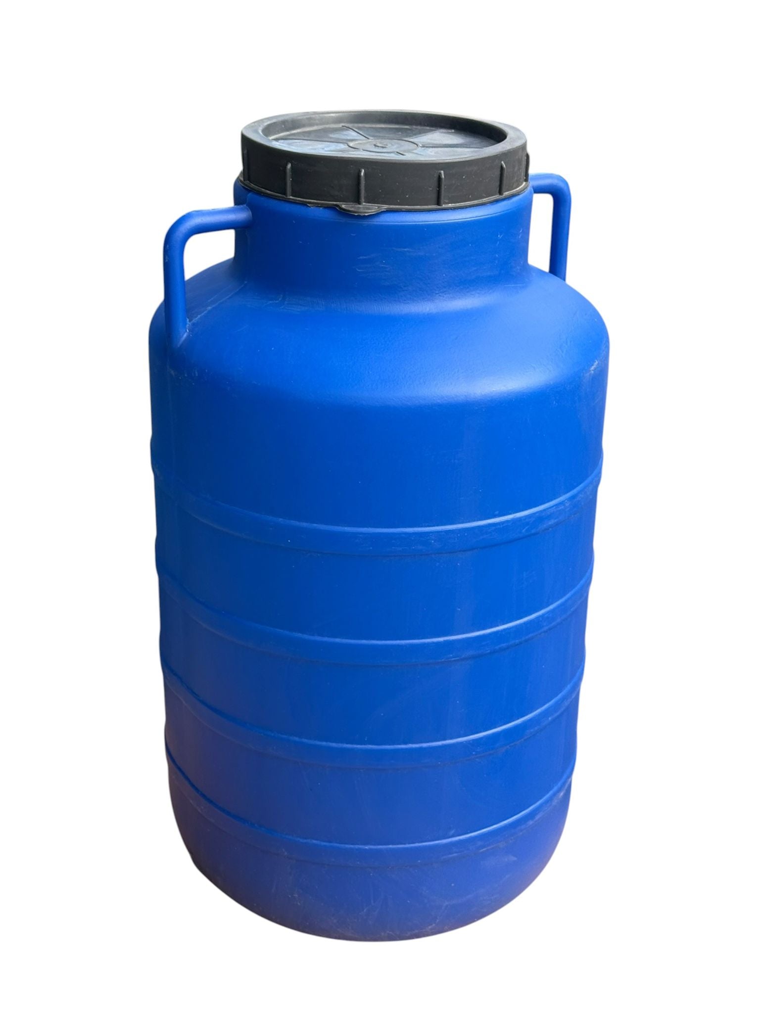 Bidon plastic alimentar 60 litri albastru cu capac si manere