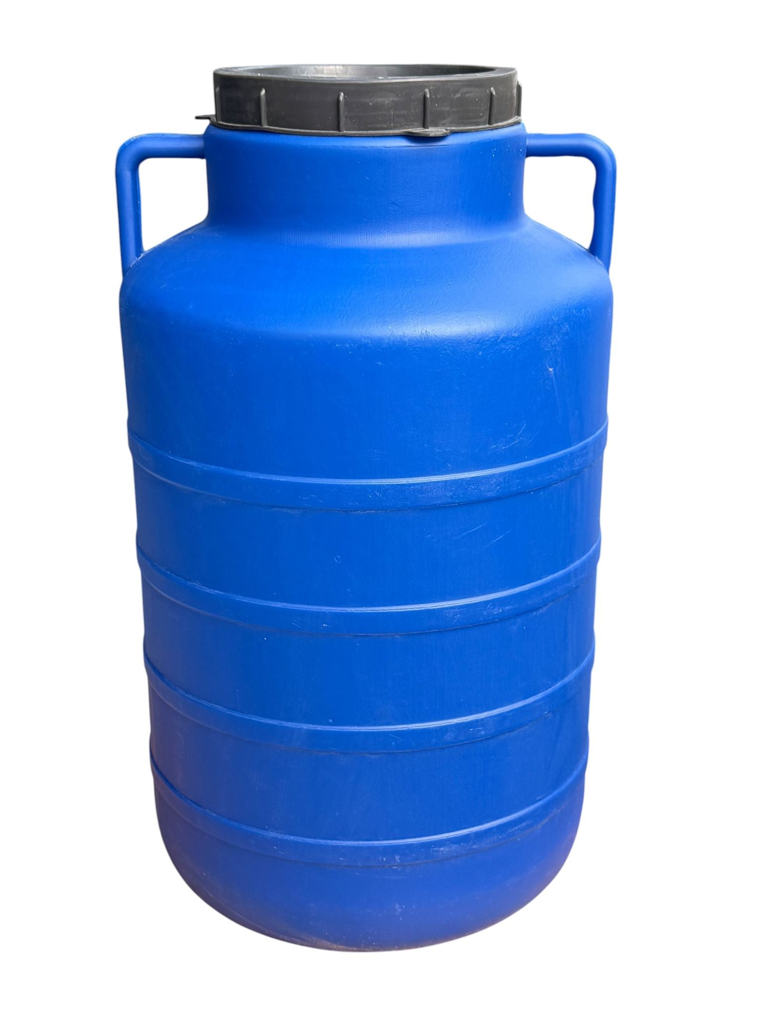 Bidon plastic alimentar 60 litri albastru cu capac si manere