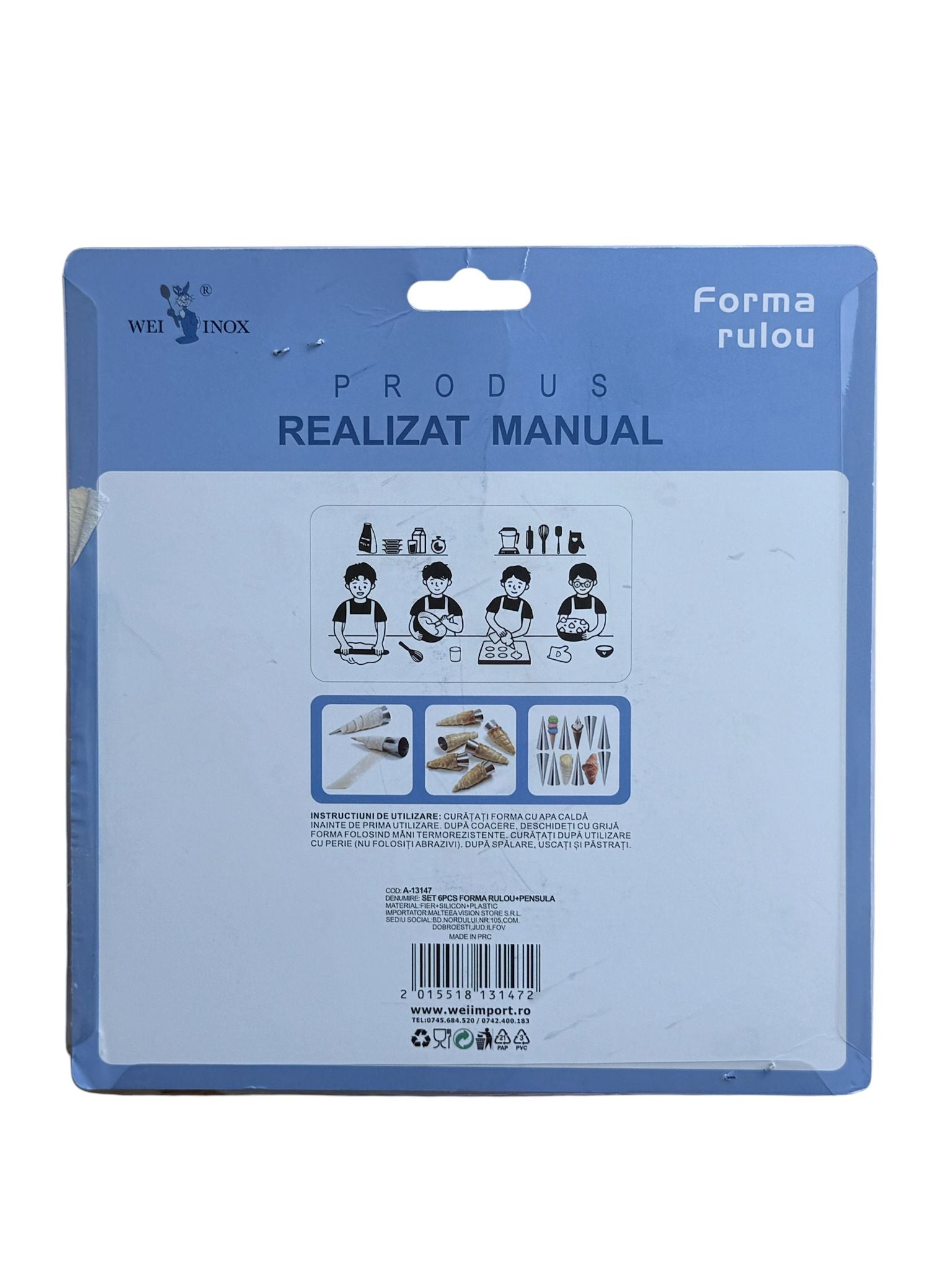 Set forme rulou prajituri 6 bucati cu pensula decorare