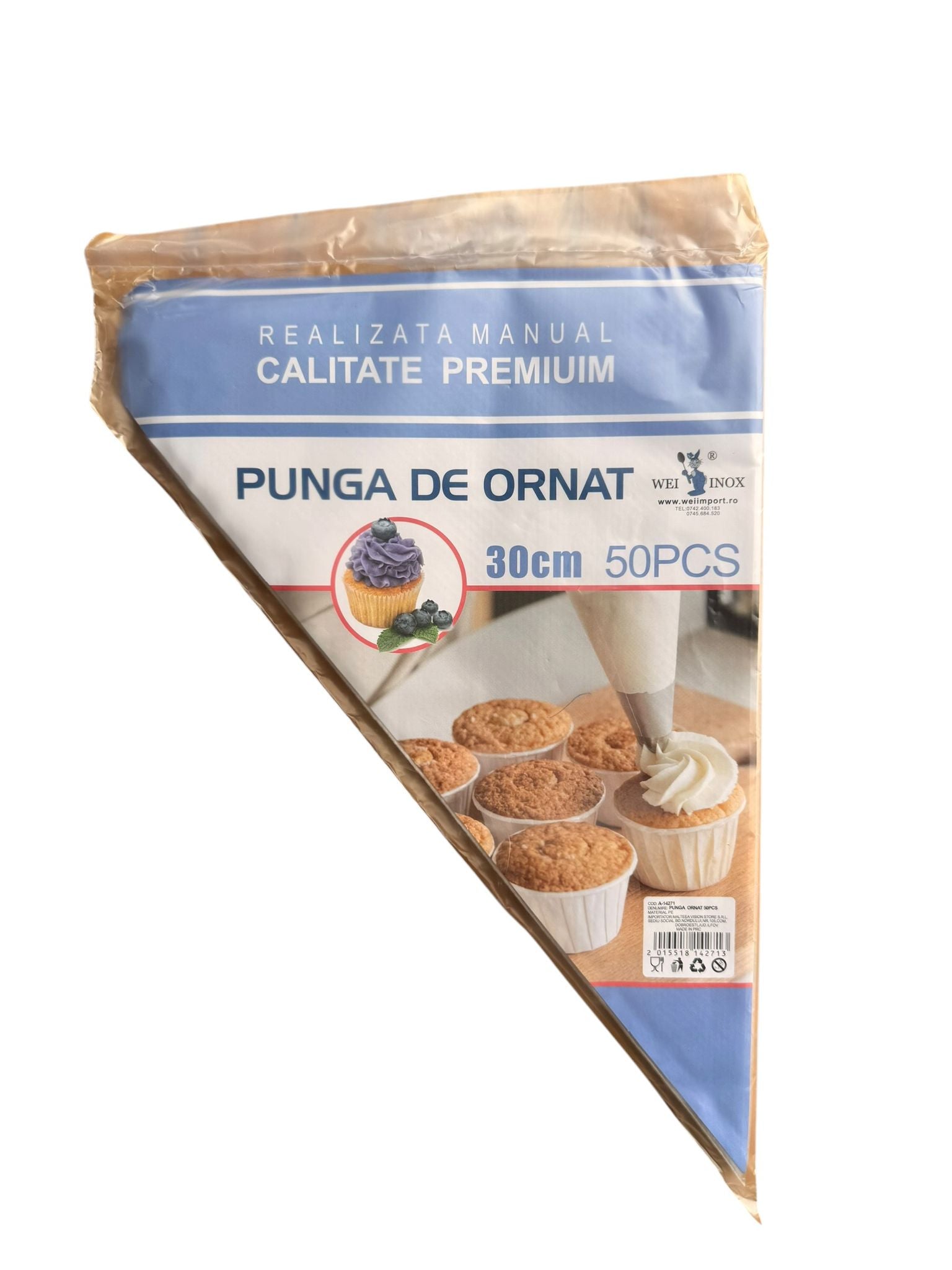Punga de ornat 30 cm set 50 bucati de unica folosinta