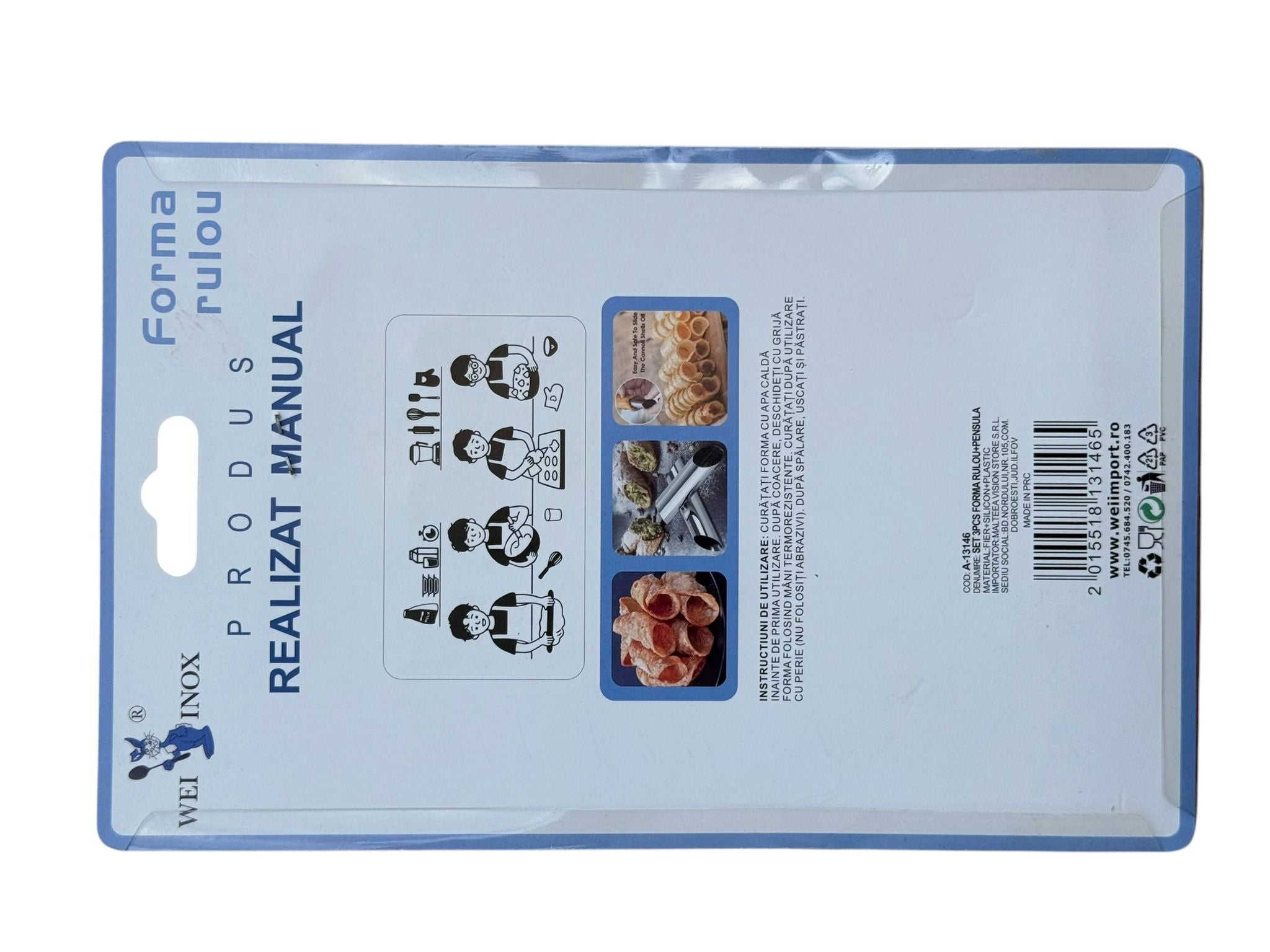Set forme rulouri inox 3 bucati cu pensula silicon
