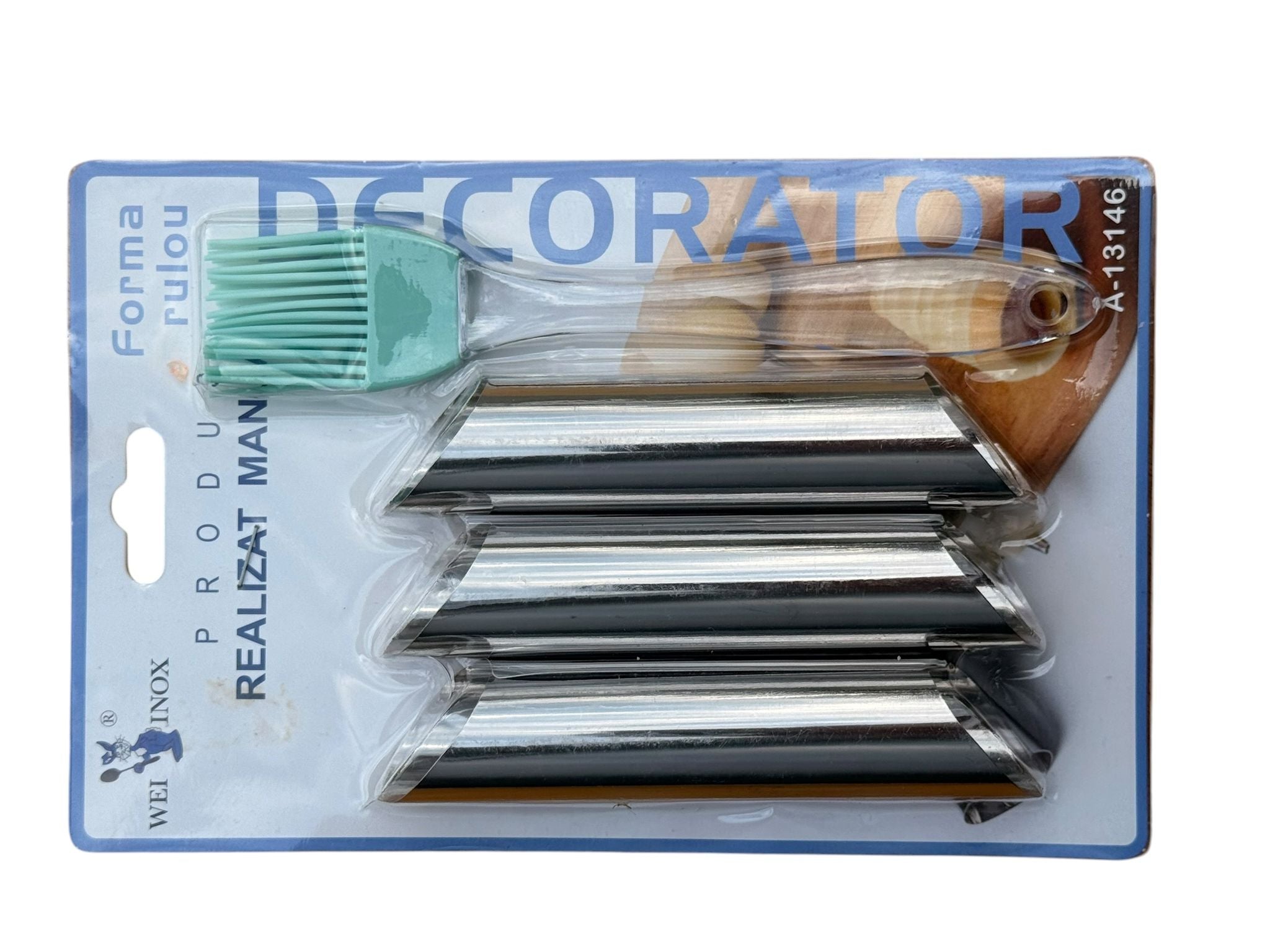 Set forme rulouri inox 3 bucati cu pensula silicon
