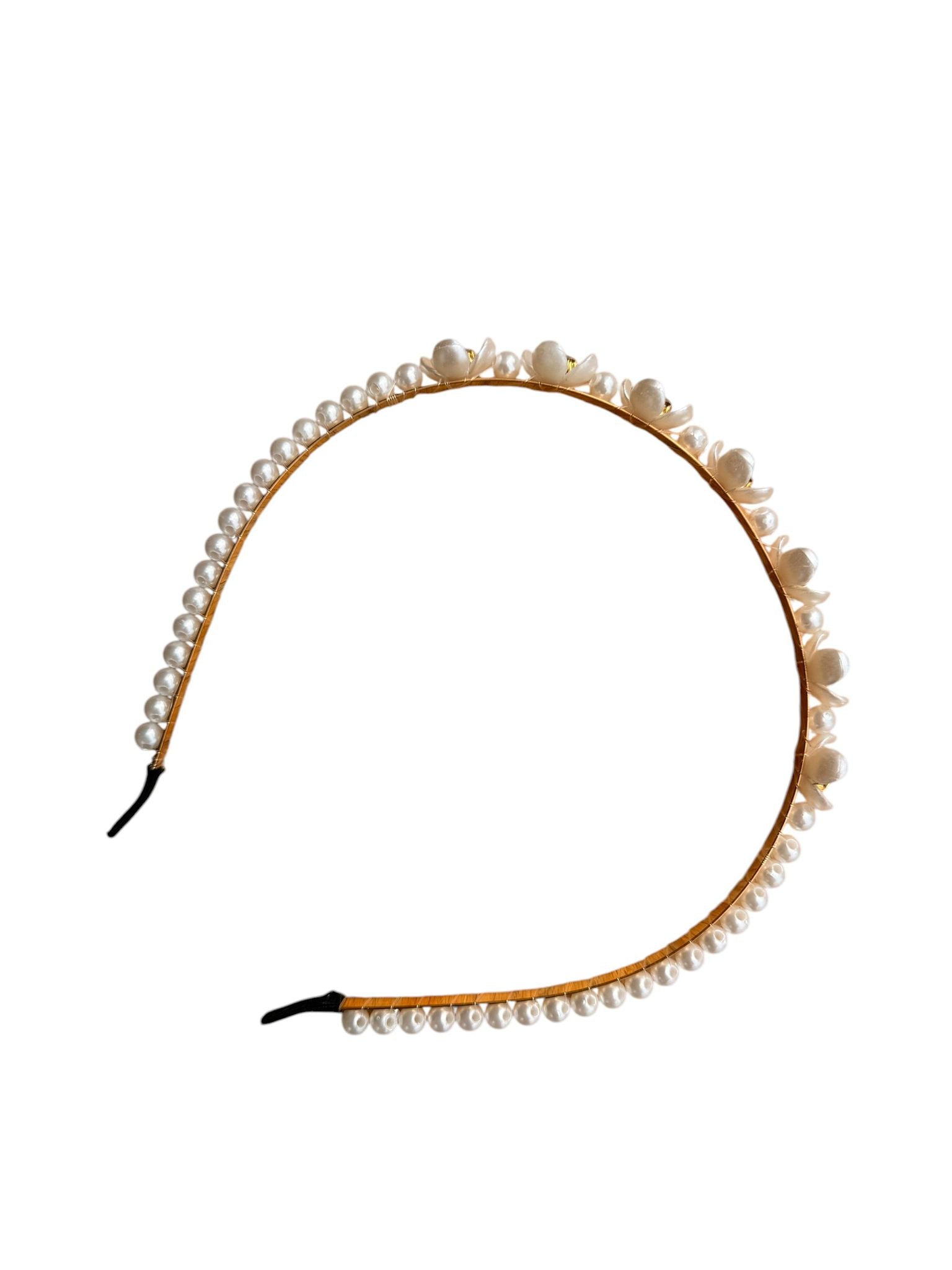 Bentita par eleganta cu perle si strasuri model auriu