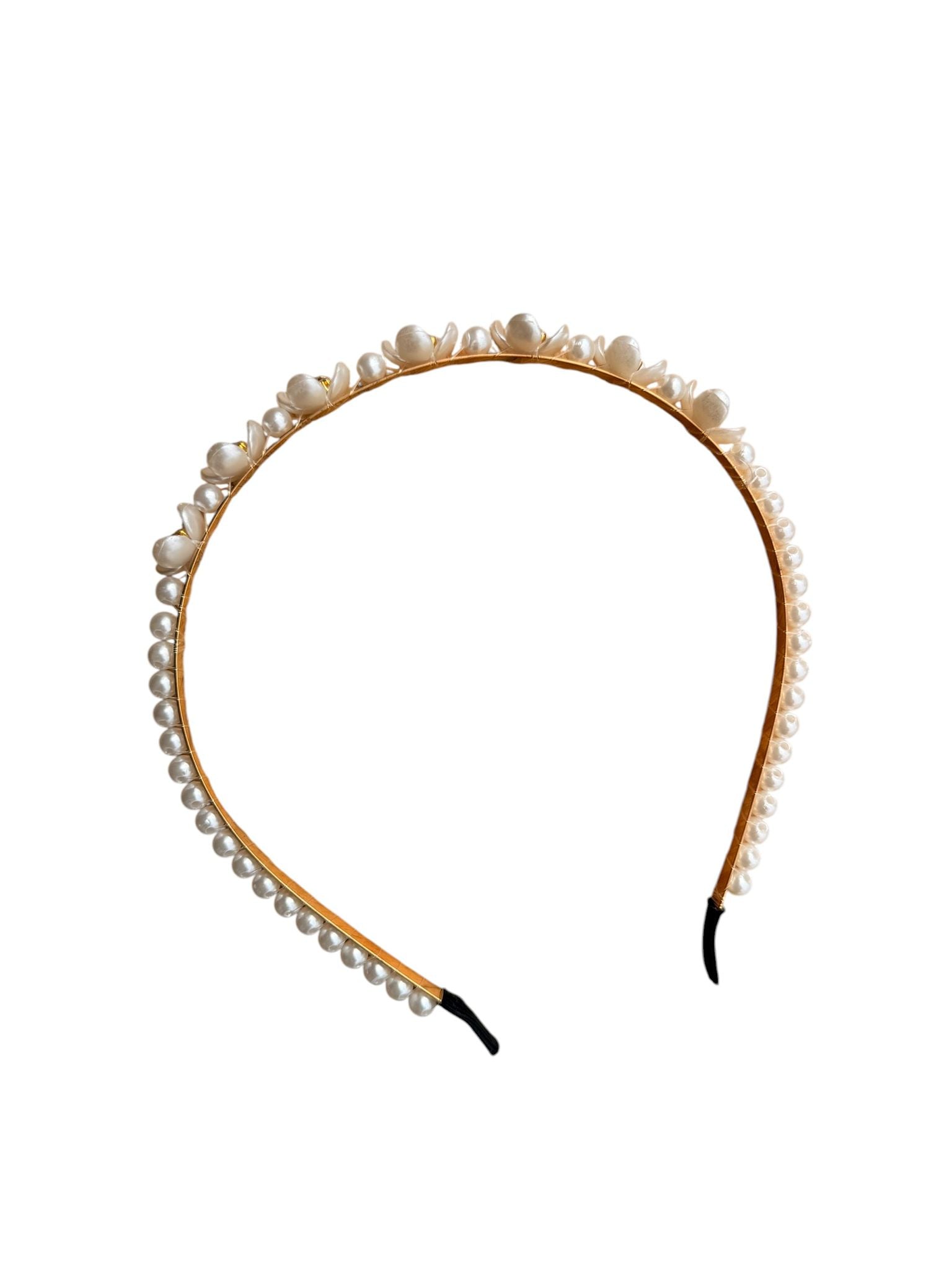 Bentita par eleganta cu perle si strasuri model auriu
