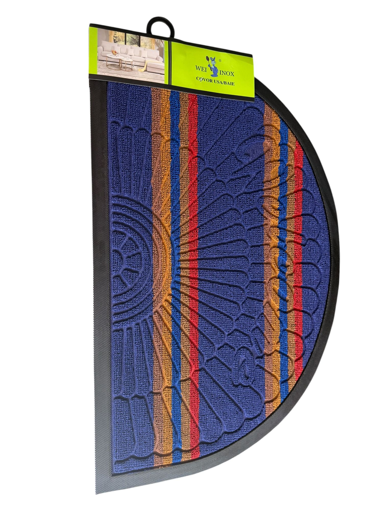 Covor usa semirotund antiderapant 45x70 cm interior exterior multicolor