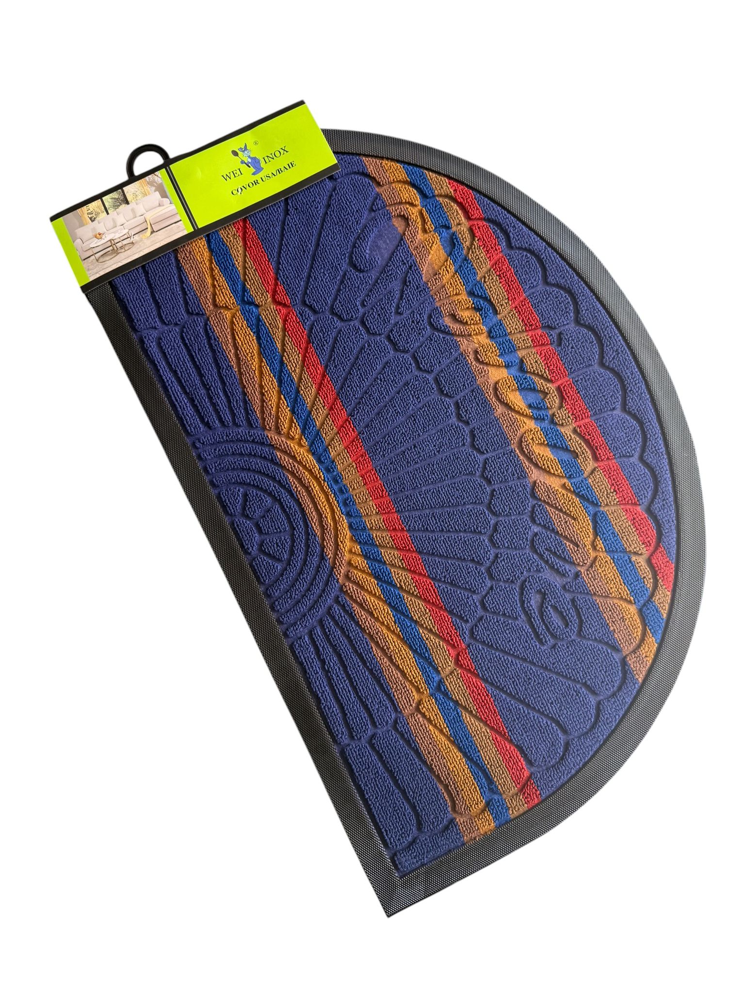 Covor usa semirotund antiderapant 45x70 cm interior exterior multicolor