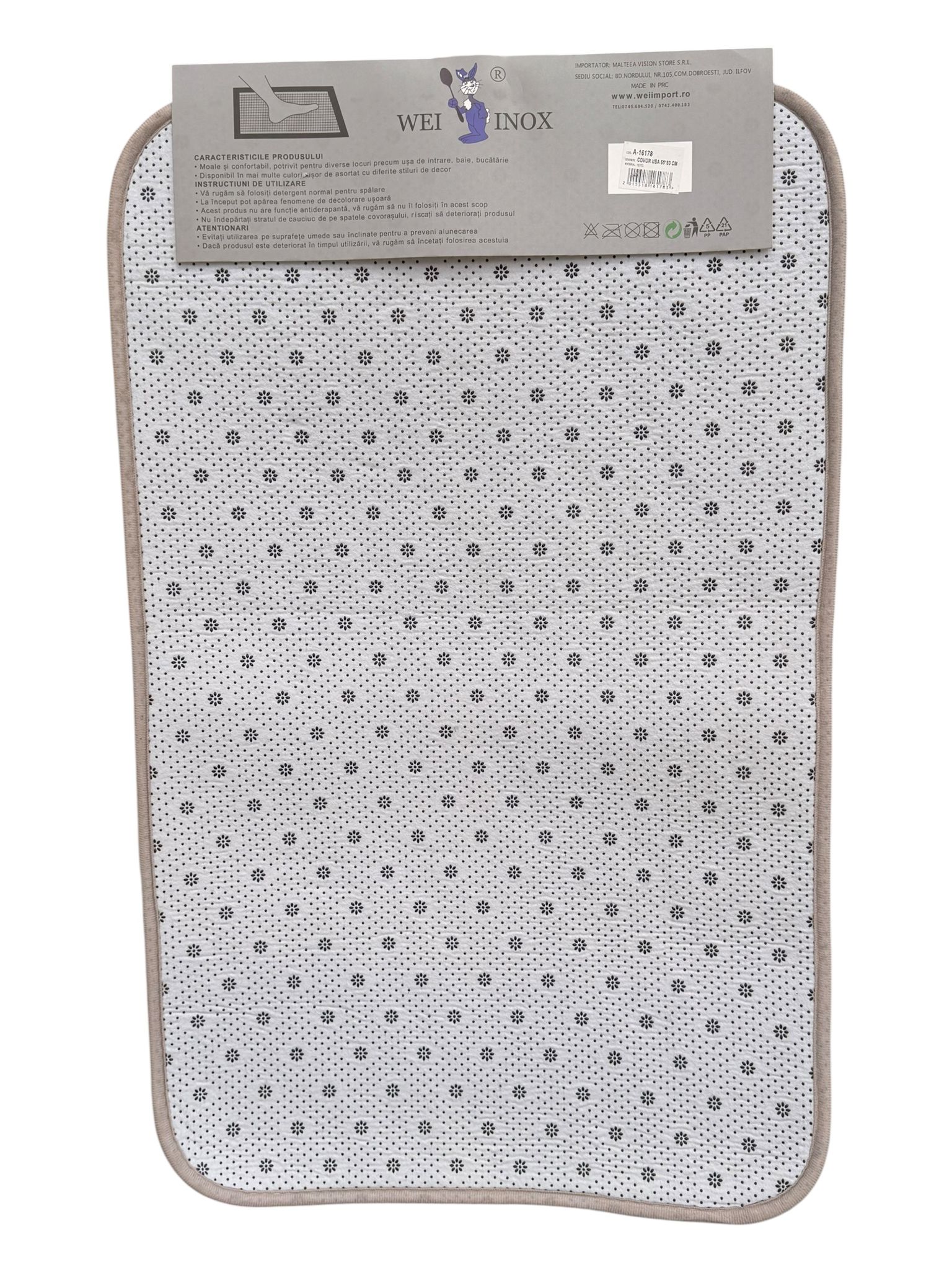 Covor baie pufos antiderapant 50x80 cm bej moale interior