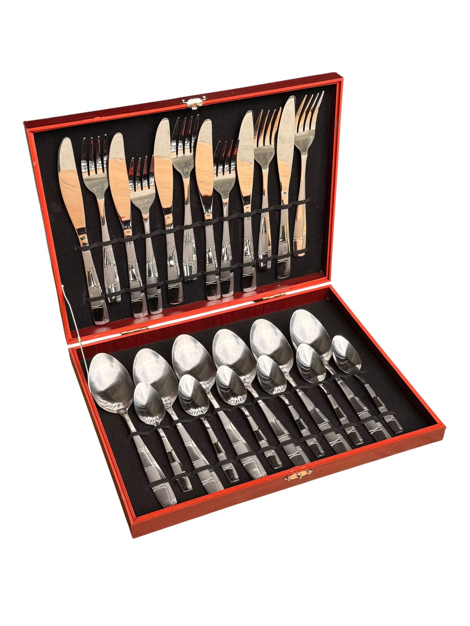 Set tacamuri inox 24 piese cutie eleganta model diplomat