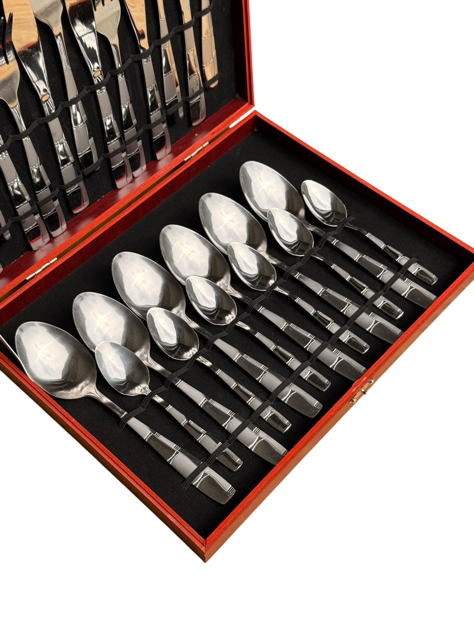 Set tacamuri inox 24 piese cutie eleganta model diplomat