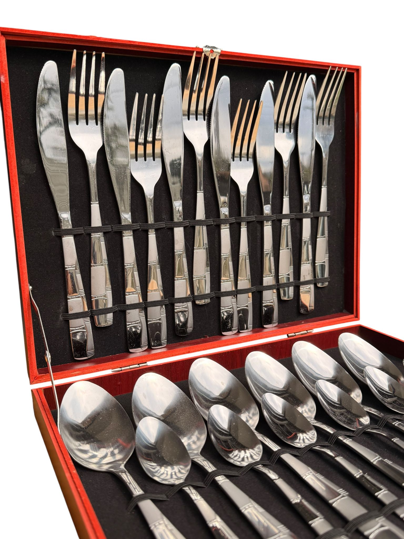Set tacamuri inox 24 piese cutie eleganta model diplomat