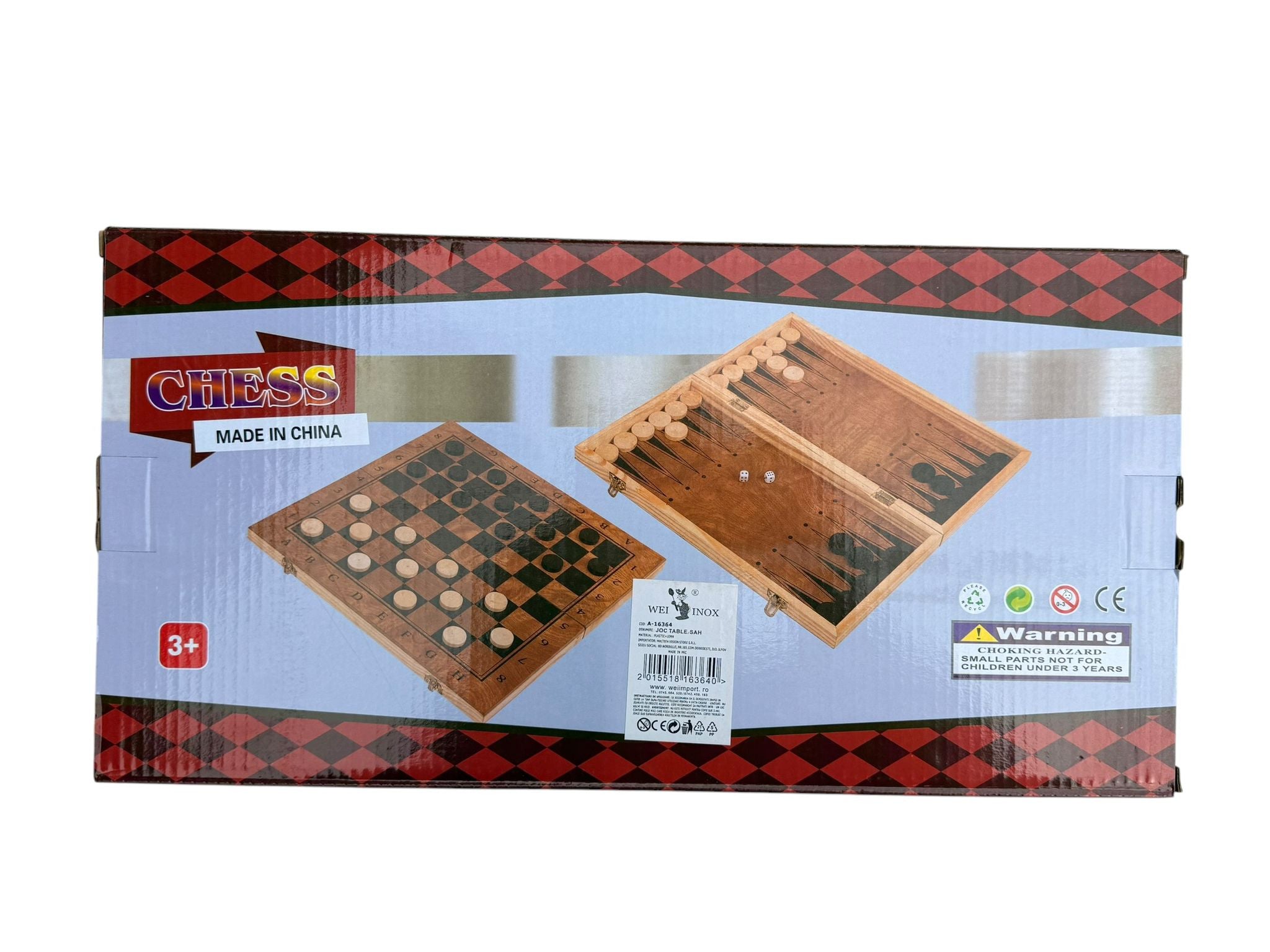 Joc sah si table 2 in 1 lemn pliabil 39 cm