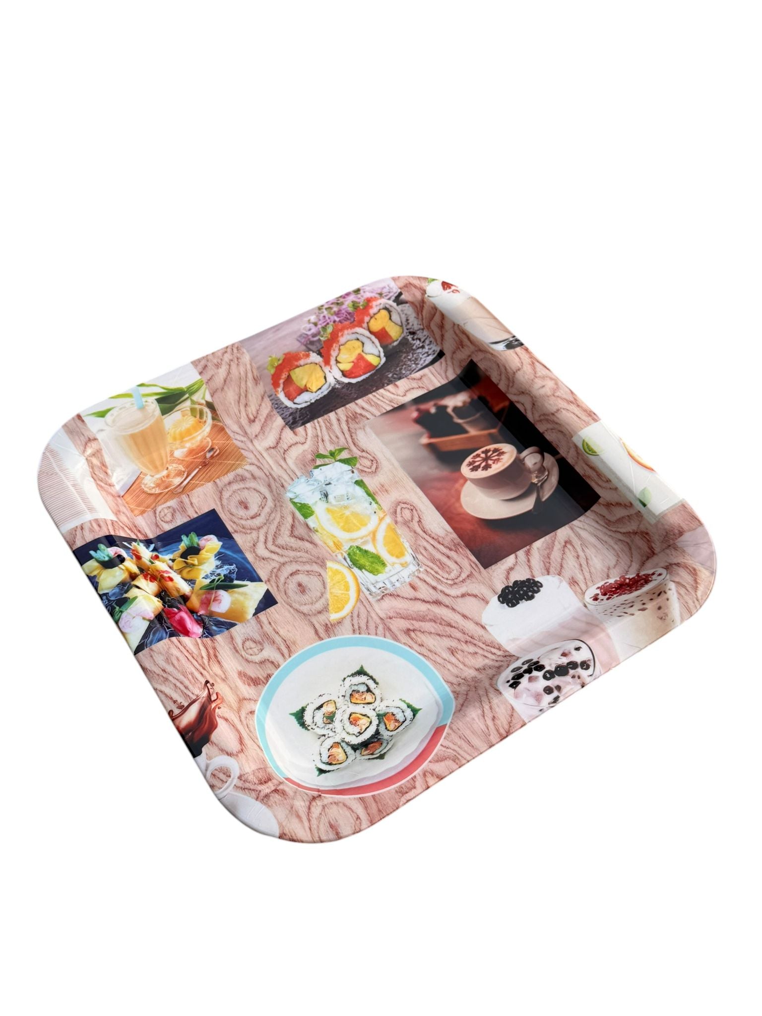 Tava servire plastic patrata model bucatarie 25x25 cm