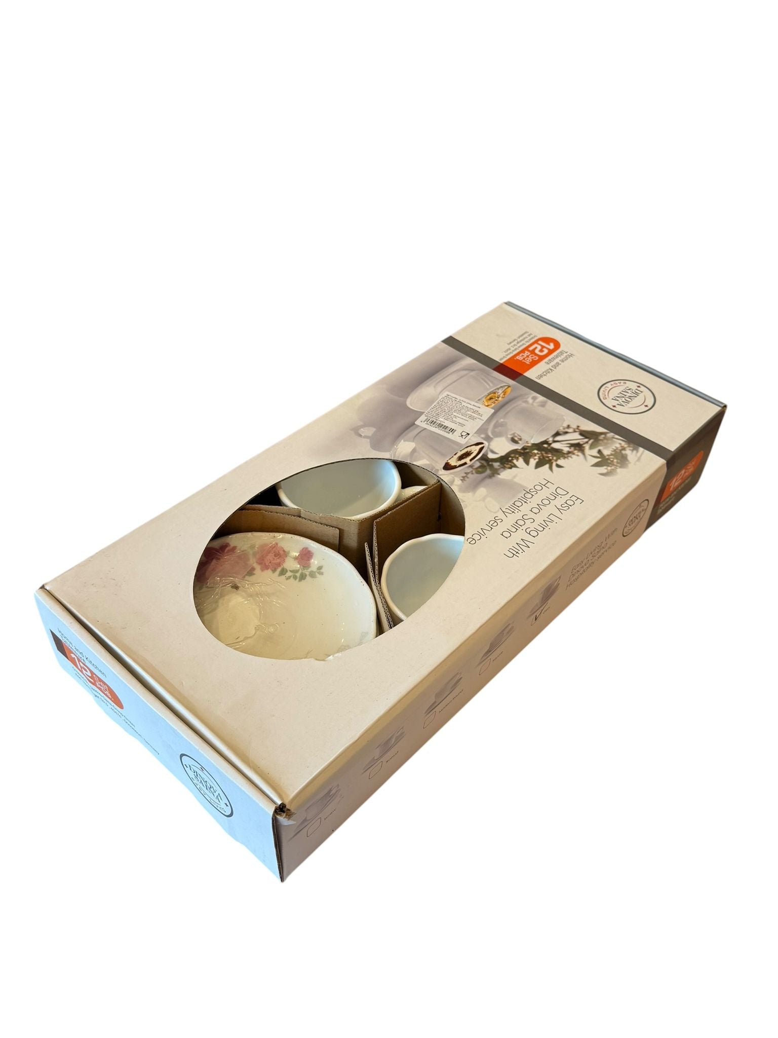 Set cesti cafea cu farfurii 12 piese model floral opal 6 persoane
