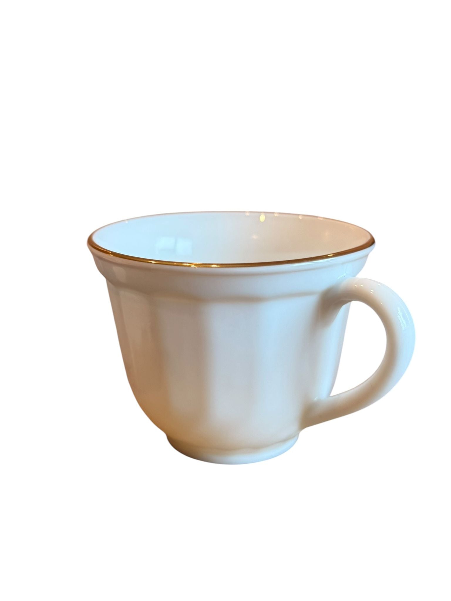 Set cesti cafea cu farfurii 12 piese opal alb margine aurie 190 ml 6 persoane