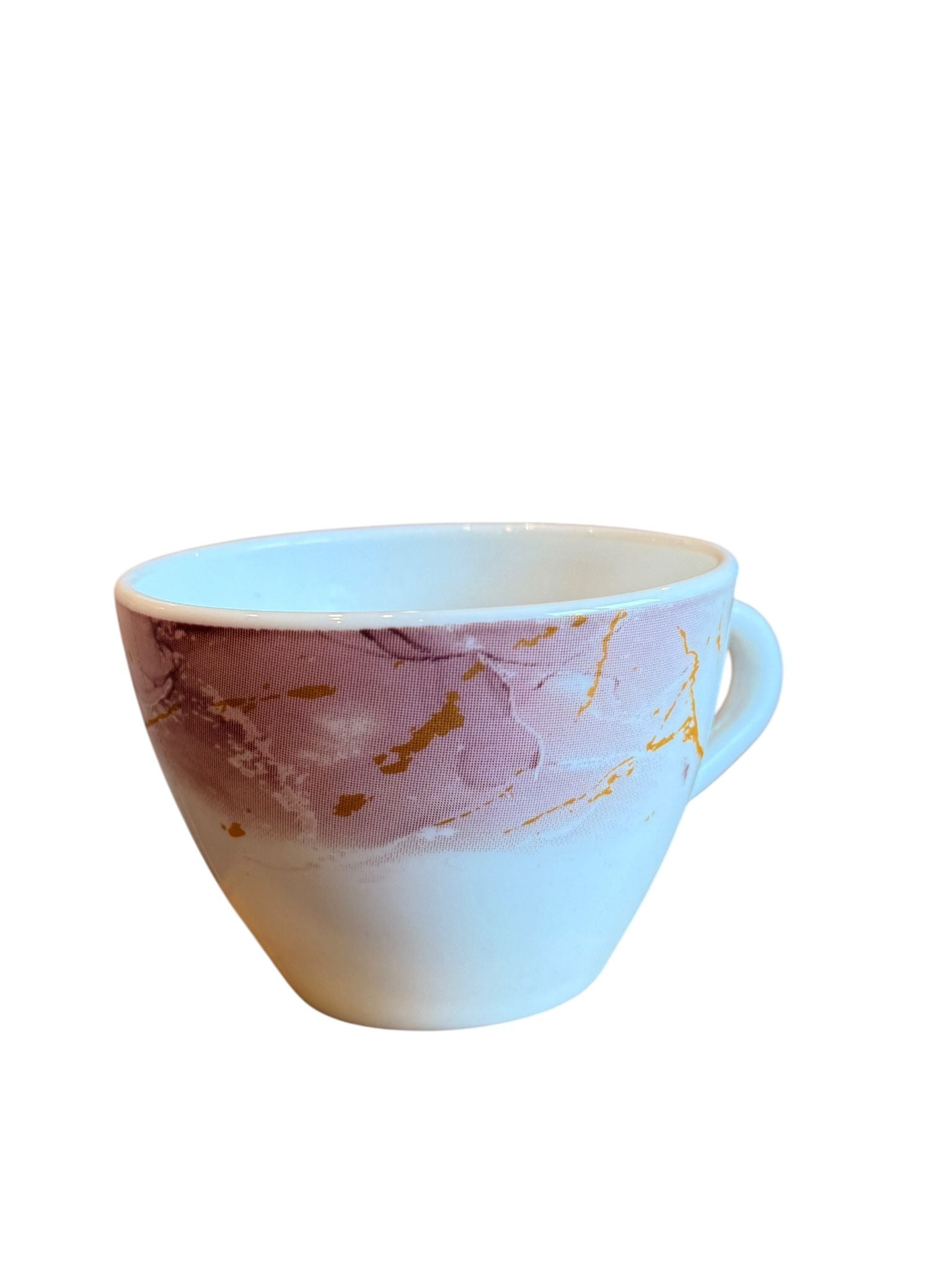 Set cesti cafea cu farfurii 12 piese opal decor marmorat roz 190 ml 6 persoane