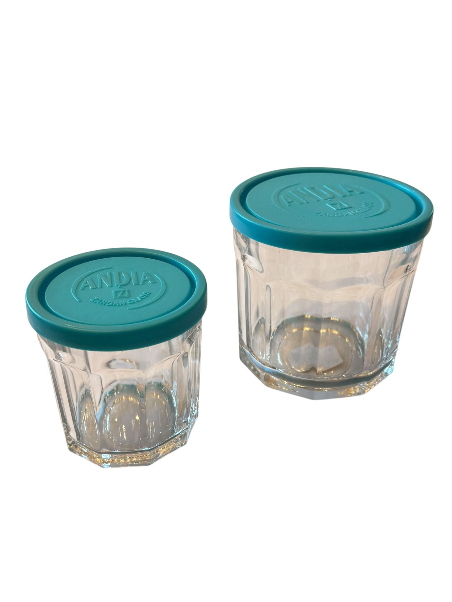 Andia caserola sticla rotunda cu capac plastic set 2 pcs