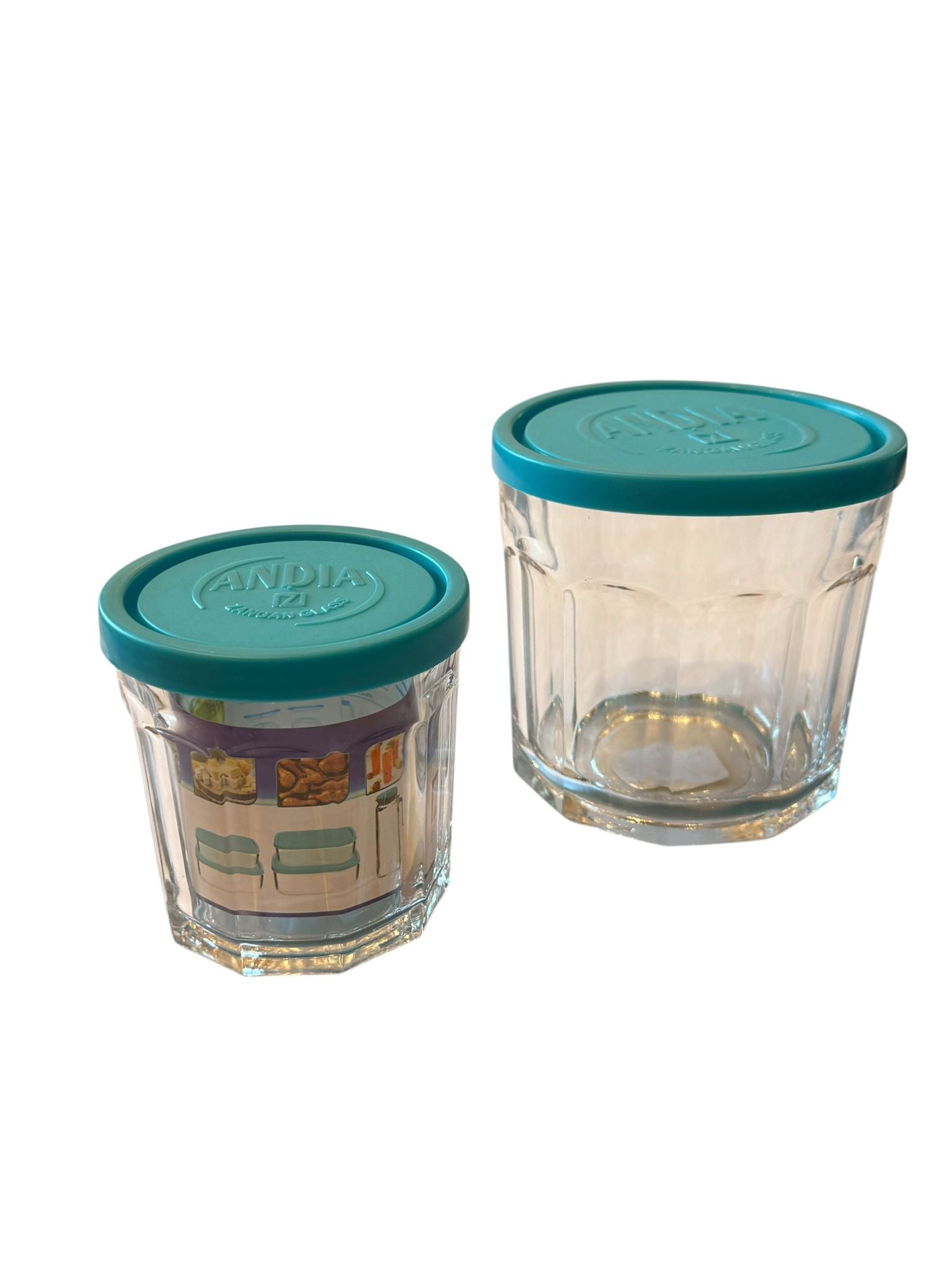 Andia caserola sticla rotunda cu capac plastic set 2 pcs