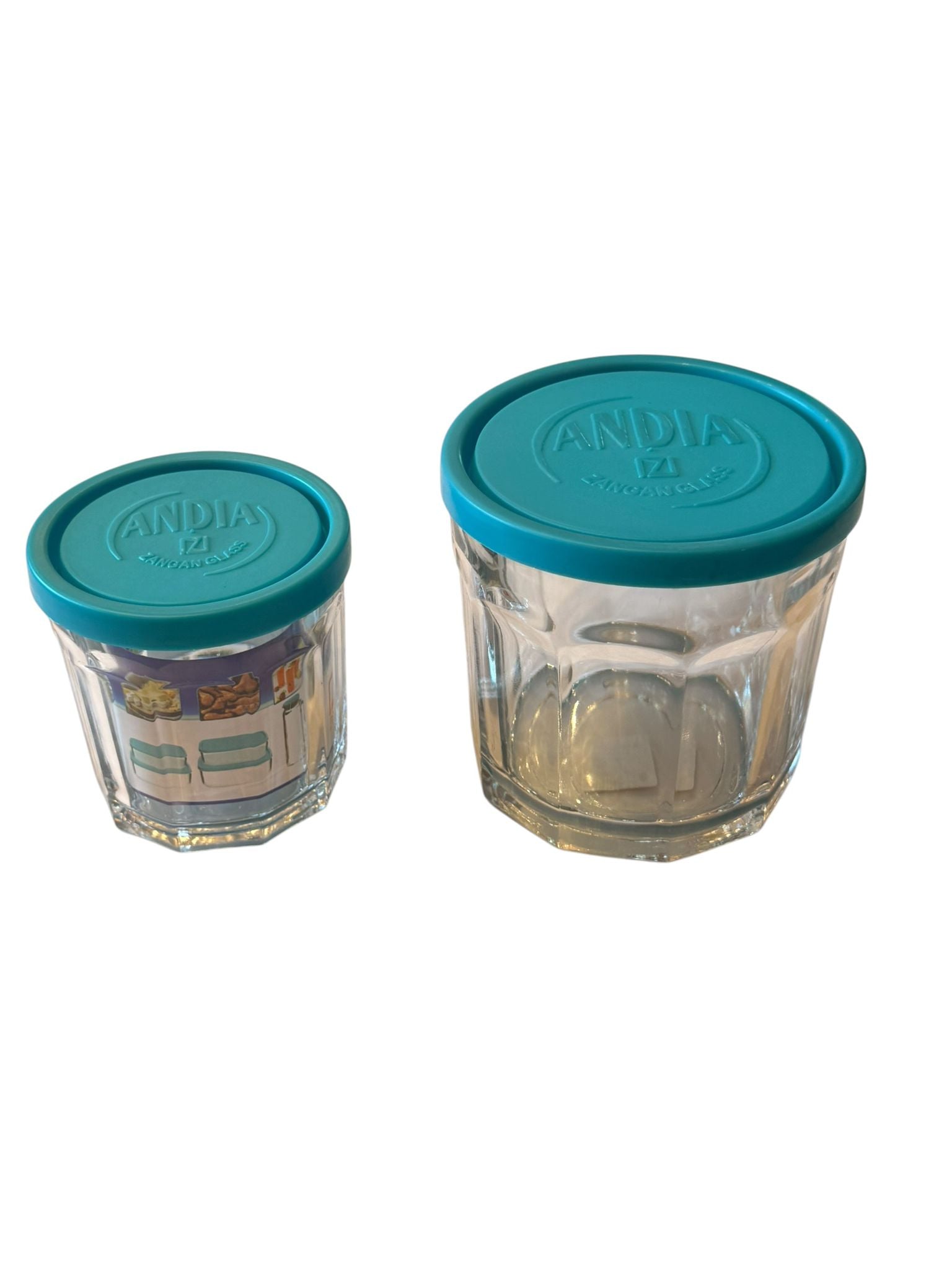 Andia caserola sticla rotunda cu capac plastic set 2 pcs