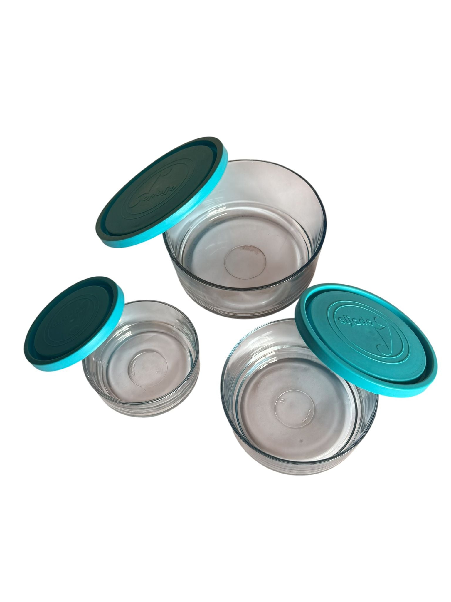 Set 3 caserole sticla cu capac Eljado 450ml 840ml 1500ml