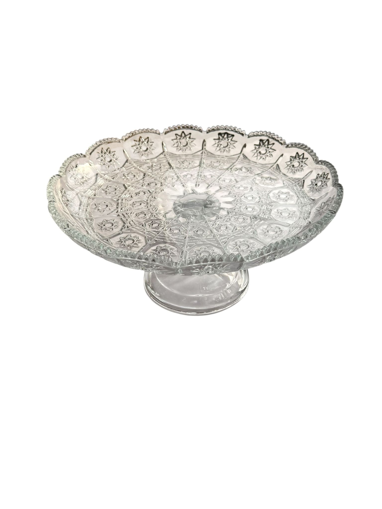 Platou sticla cu picior decorativ Fujin 28 cm