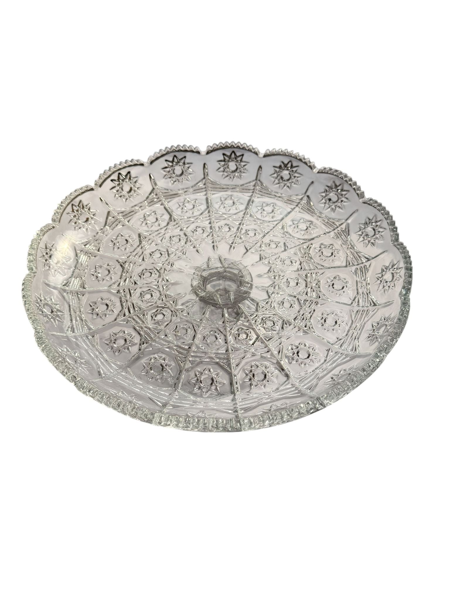 Platou sticla cu picior decorativ Fujin 28 cm