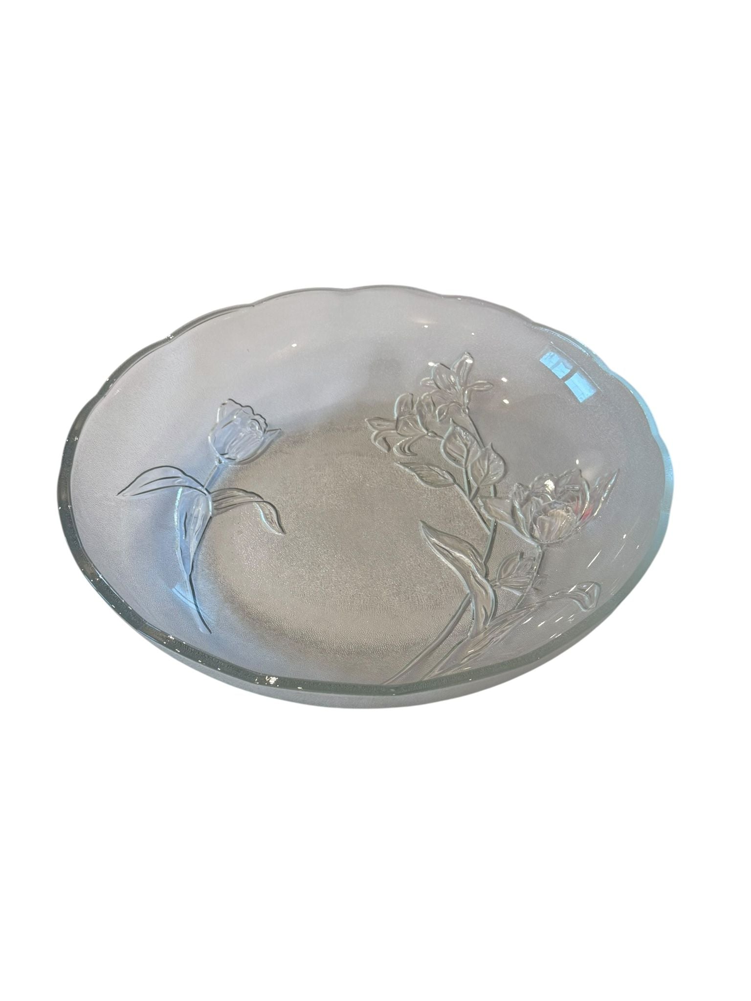 Bol sticla decorativ model floral 25 cm Glass Gold