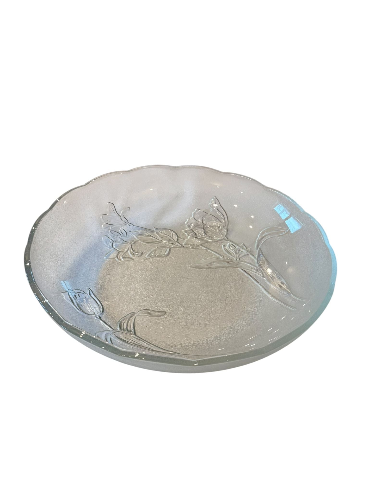 Bol sticla decorativ model floral 25 cm Glass Gold