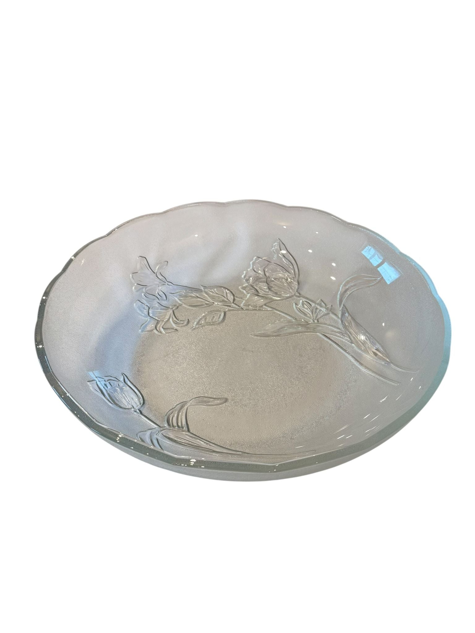 Bol sticla decorativ model floral 25 cm Glass Gold