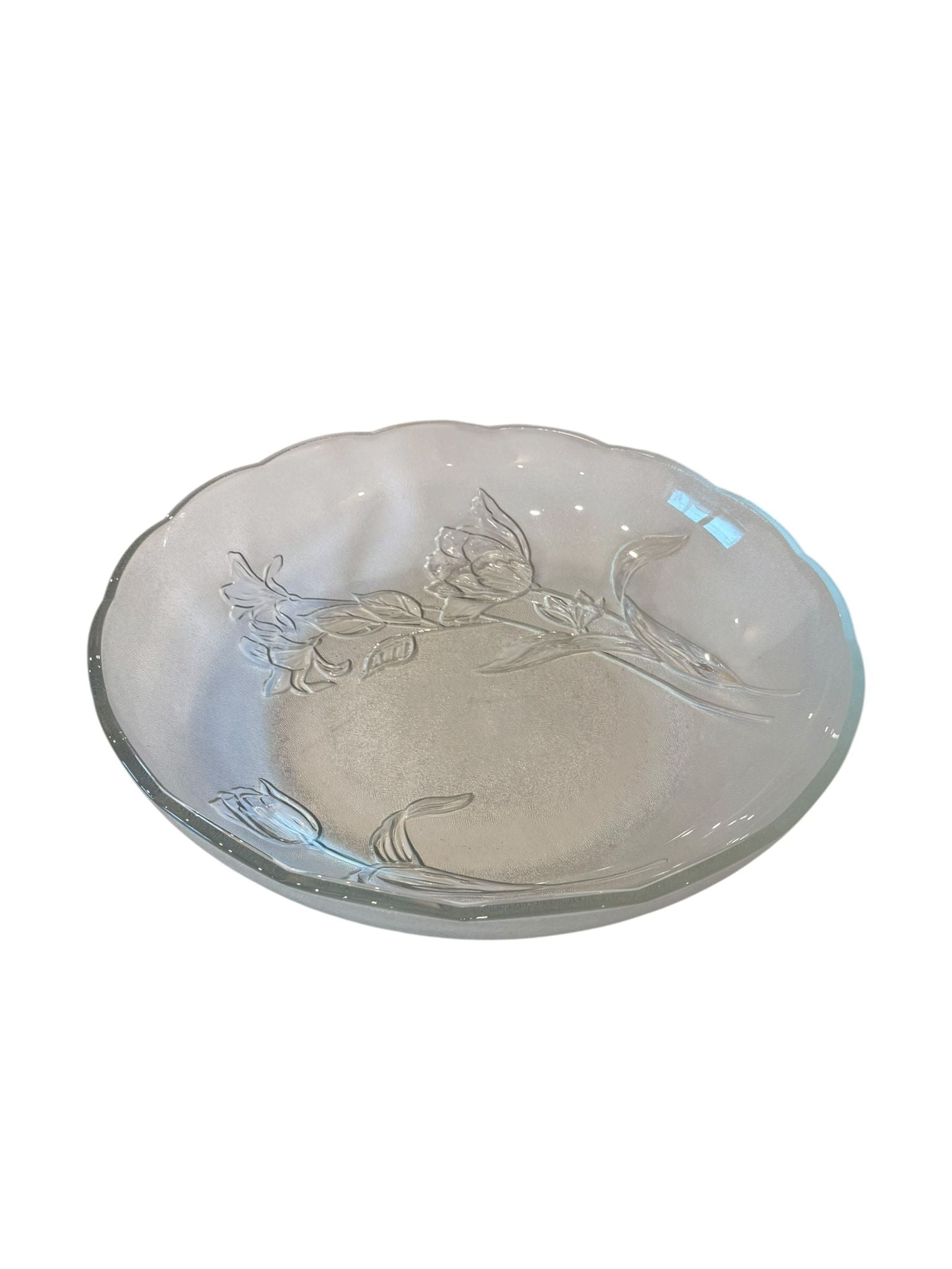 Bol sticla decorativ model floral 25 cm Glass Gold