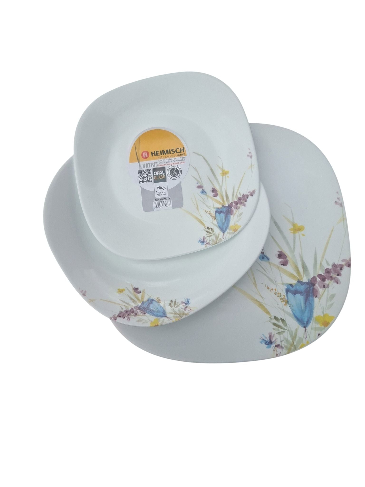 Set farfurii 18 piese din opal Heimisch Katrin model floral patrat