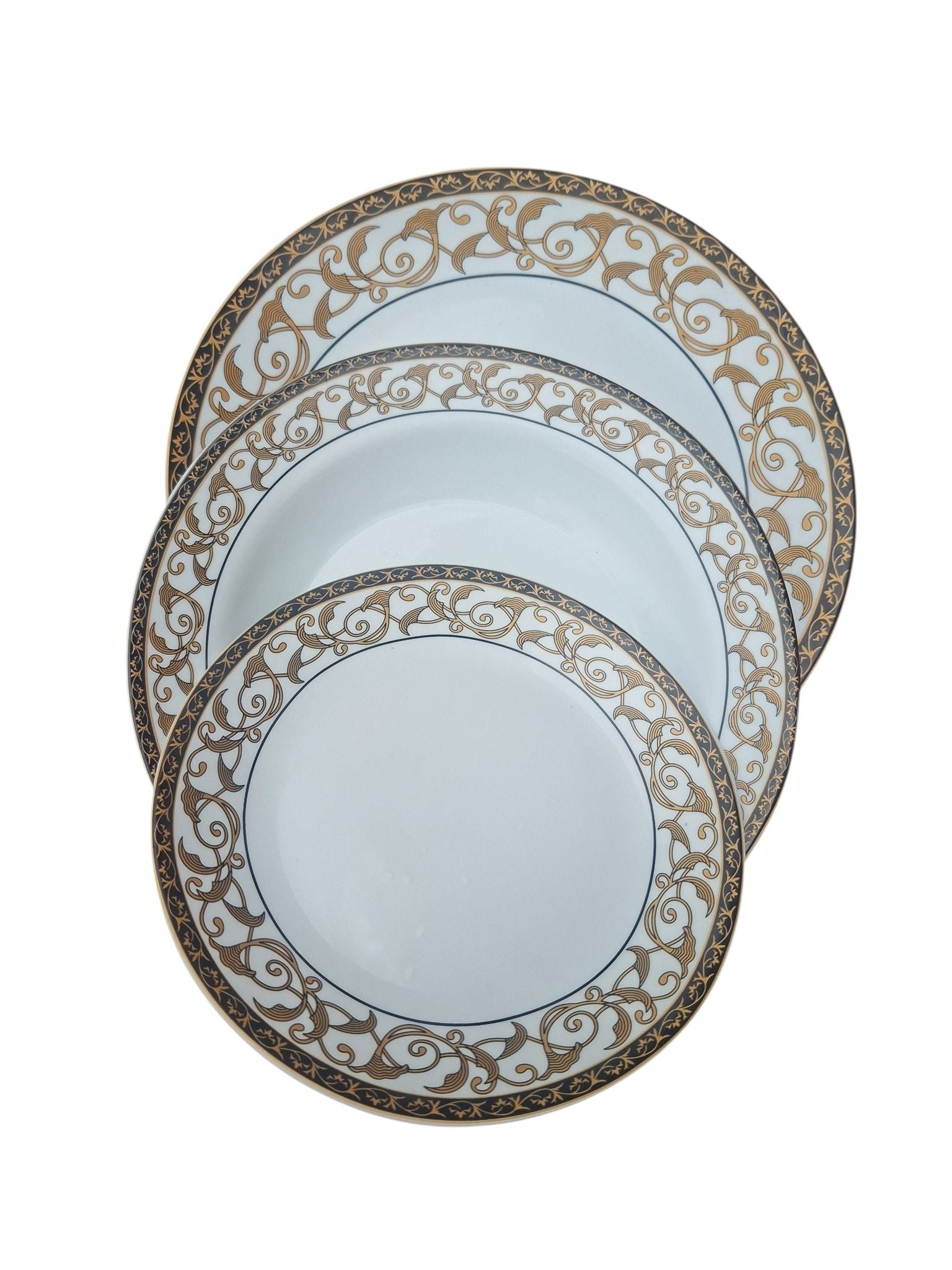 Set farfurii 18 piese din opal Home Class model elegant auriu