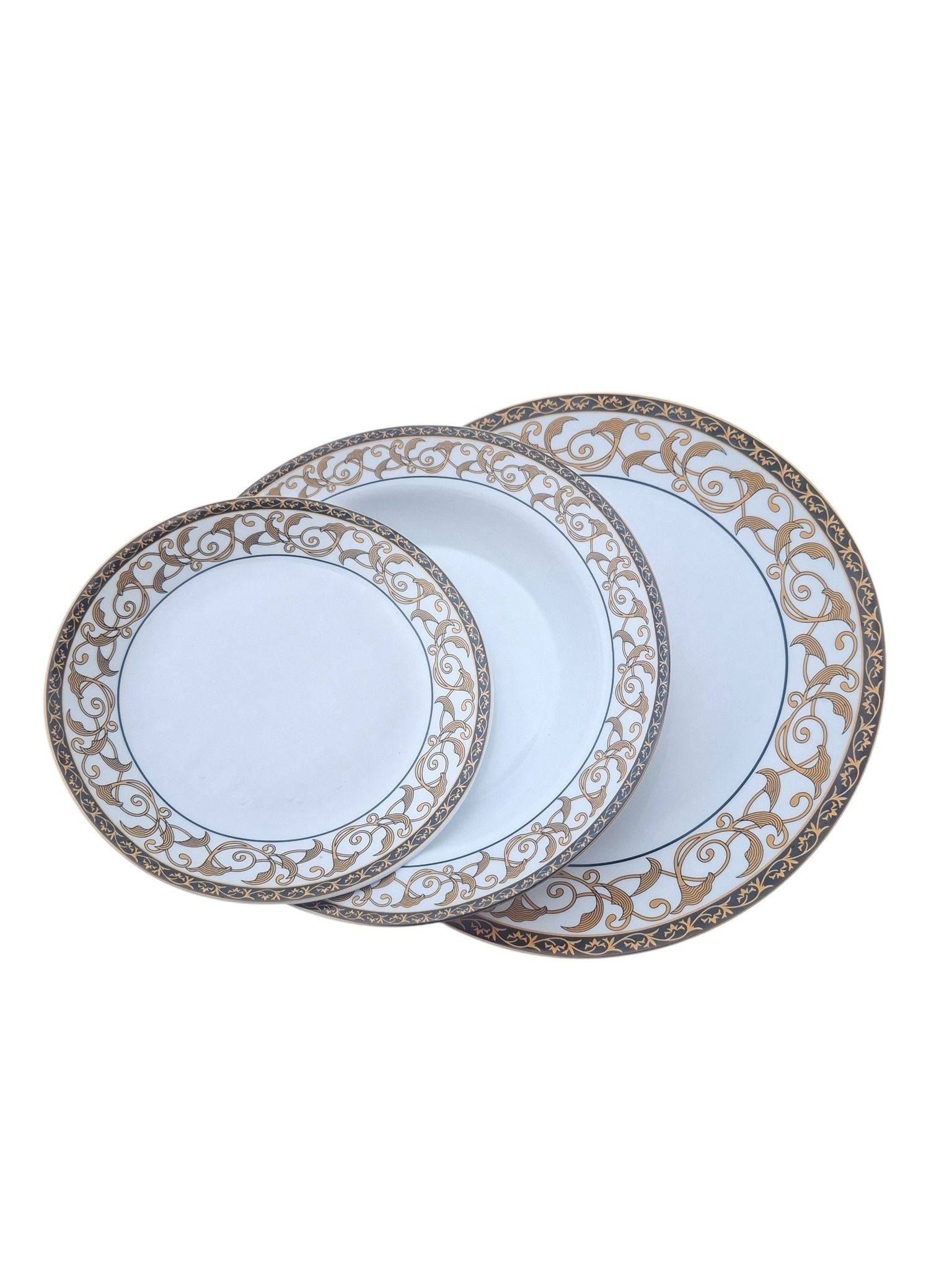 Set farfurii 18 piese din opal Home Class model elegant auriu
