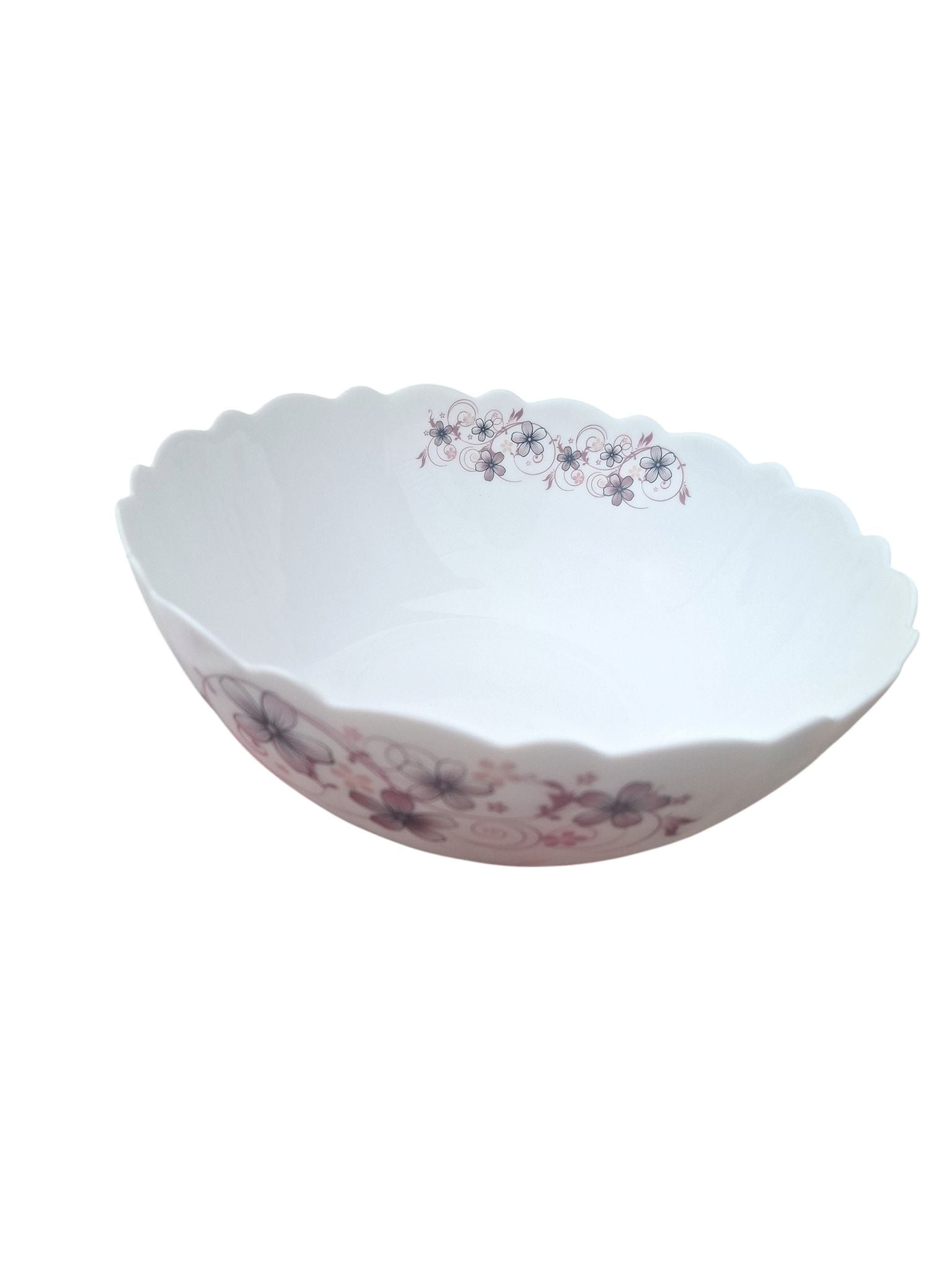 Set masa opal floral 32 piese pentru 6 persoane cu cesti si bol salata