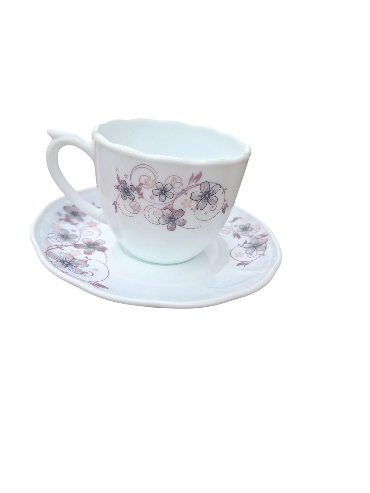 Set masa opal floral 32 piese pentru 6 persoane cu cesti si bol salata