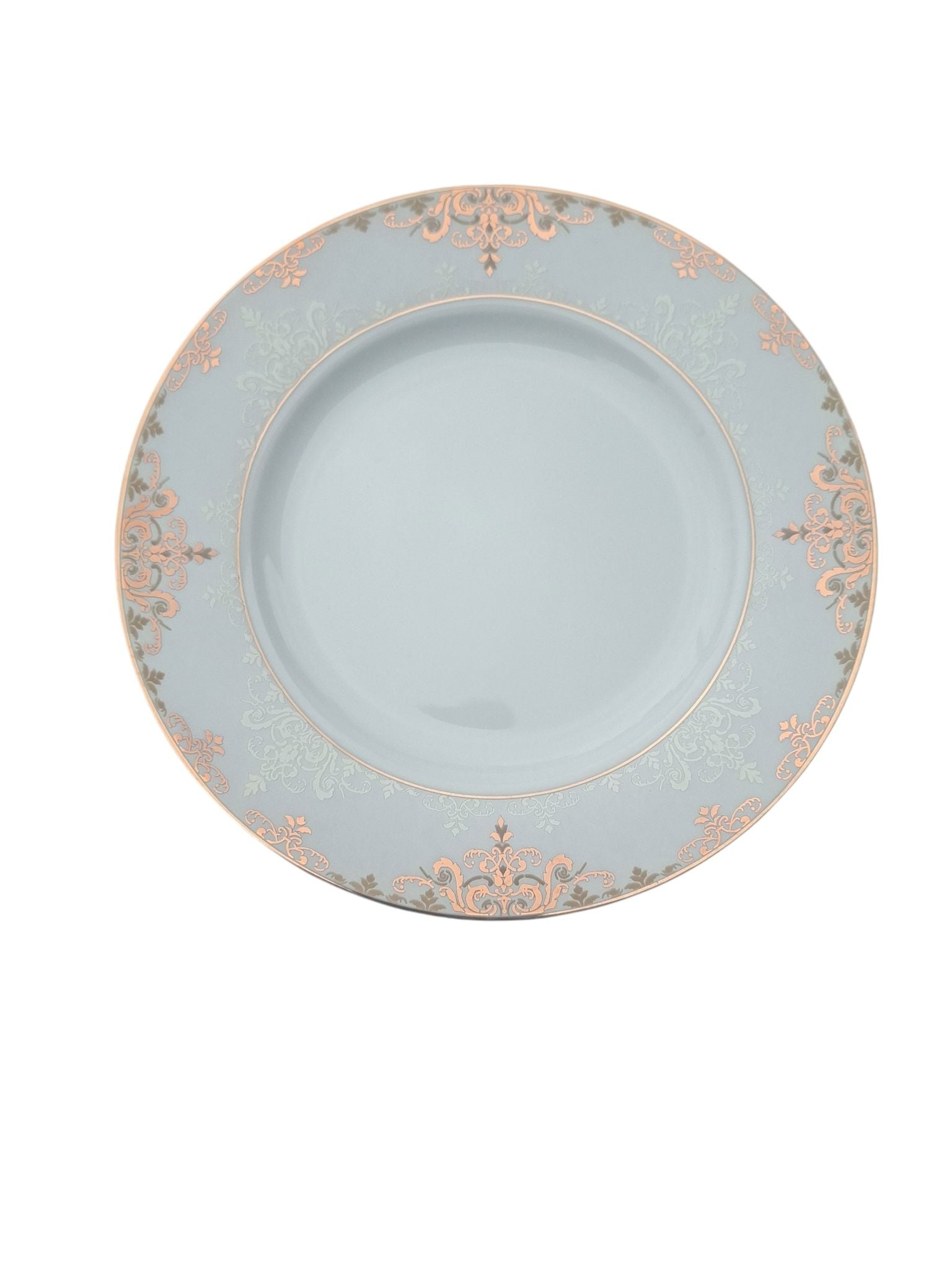Set masa 18 piese model elegant gri cu auriu pentru 6 persoane