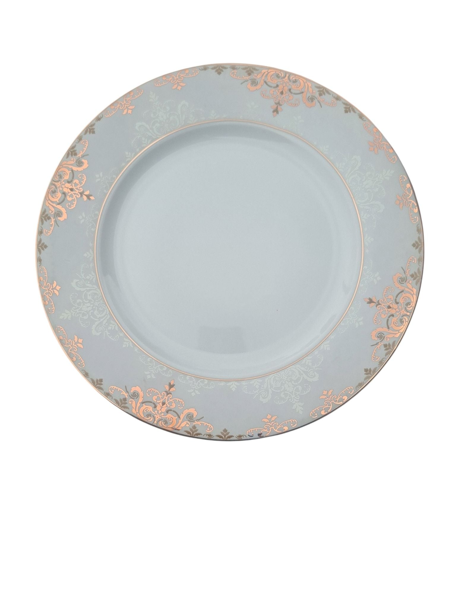 Set masa 18 piese model elegant gri cu auriu pentru 6 persoane