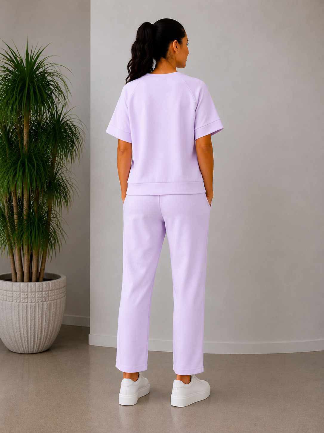 Compleu dama lila casual elegant cu pantaloni lejeri Marime Universala