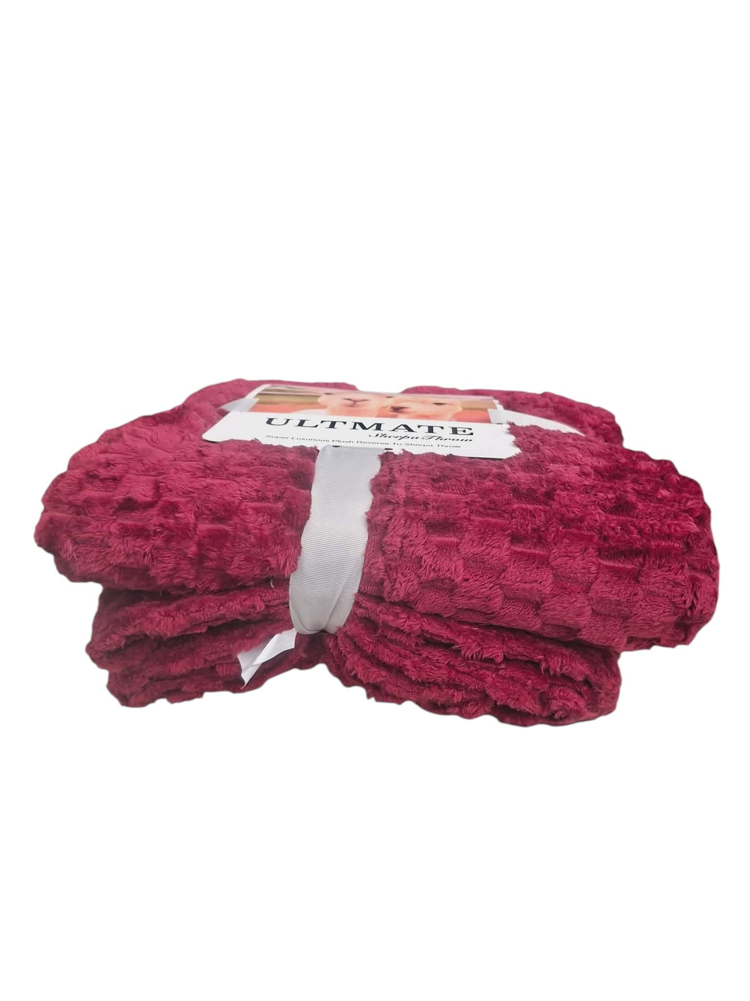 Patura Subtire si Pufoasa Sherpa Visiniu 200x230 cm Perfecta pentru Vara si Serile Racoroase