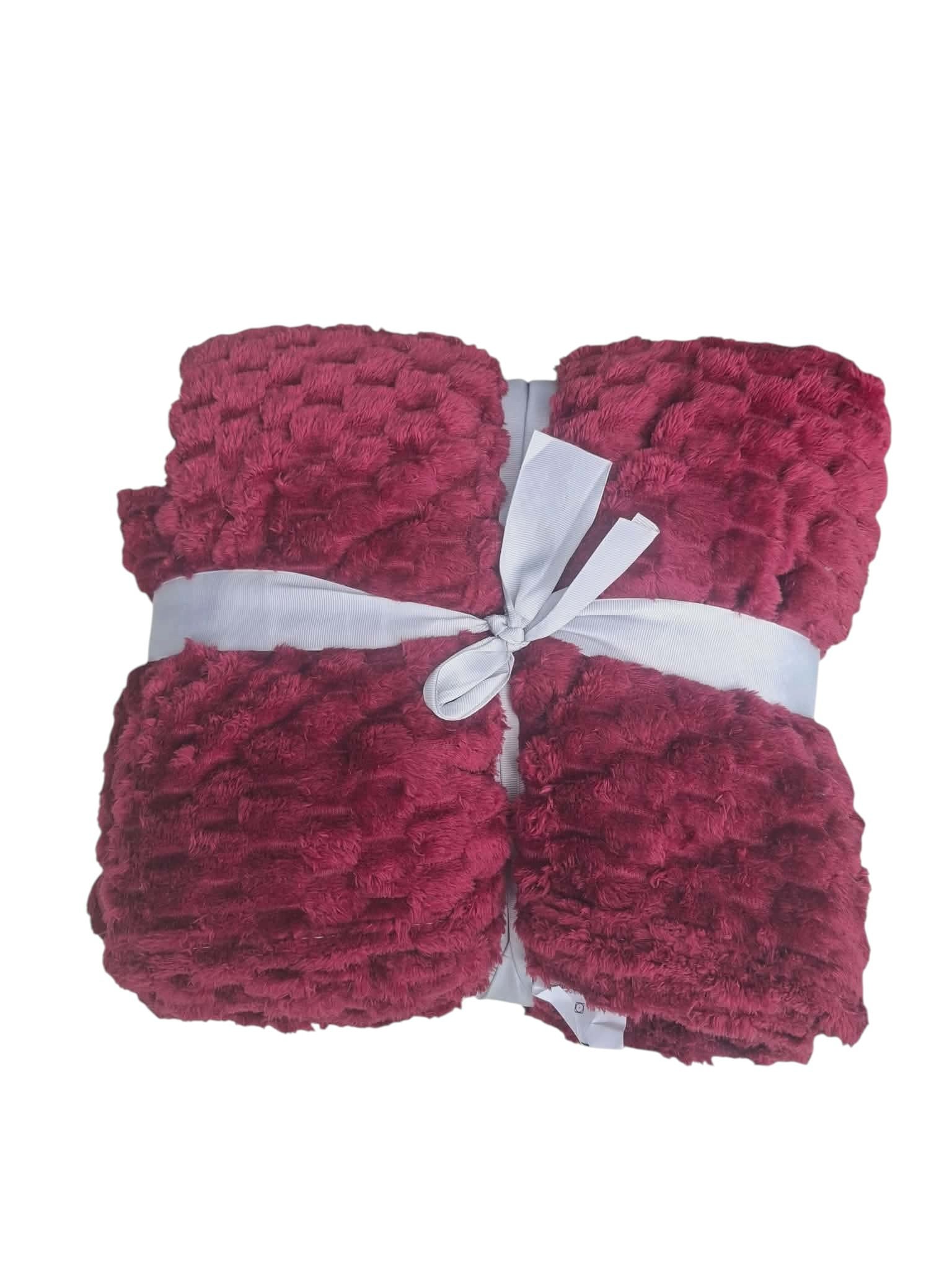 Patura Subtire si Pufoasa Sherpa Visiniu 200x230 cm Perfecta pentru Vara si Serile Racoroase