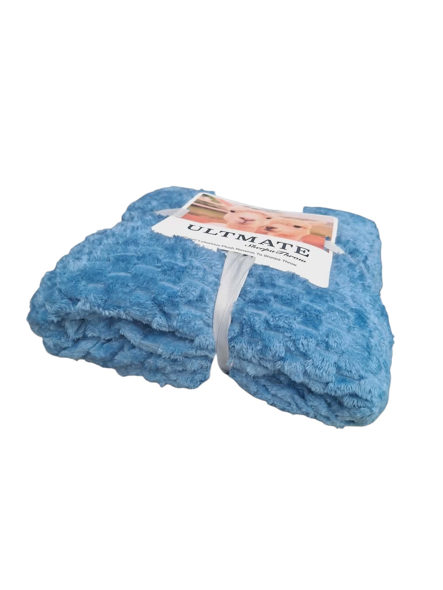 Patura Subtire si Pufoasa Sherpa Albastra 200x230 cm Perfecta pentru Vara si Serile Racoroase