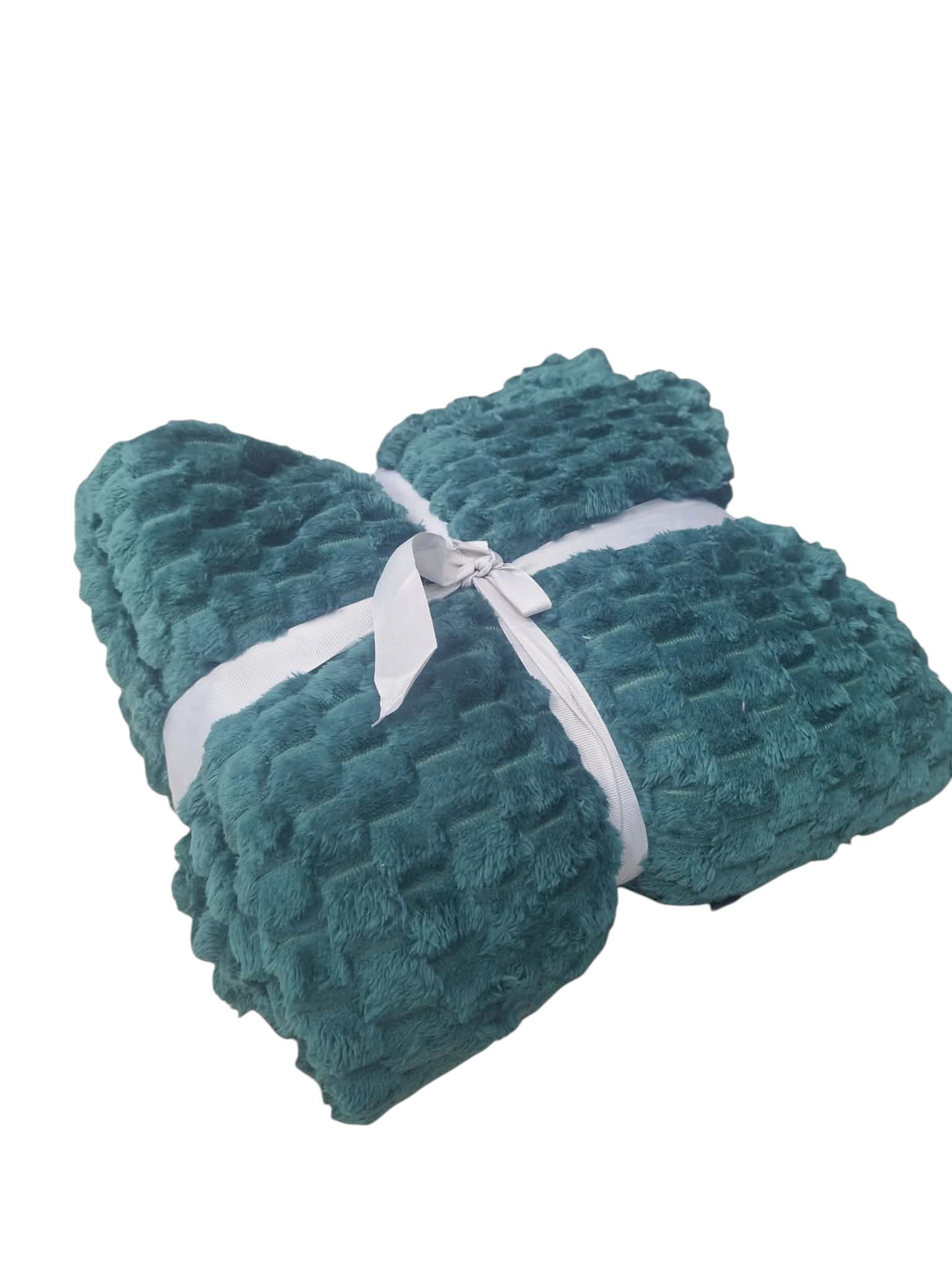 Patura Subtire si Pufoasa Sherpa Verde Petrol 200x230 cm Perfecta pentru Vara si Serile Racoroase