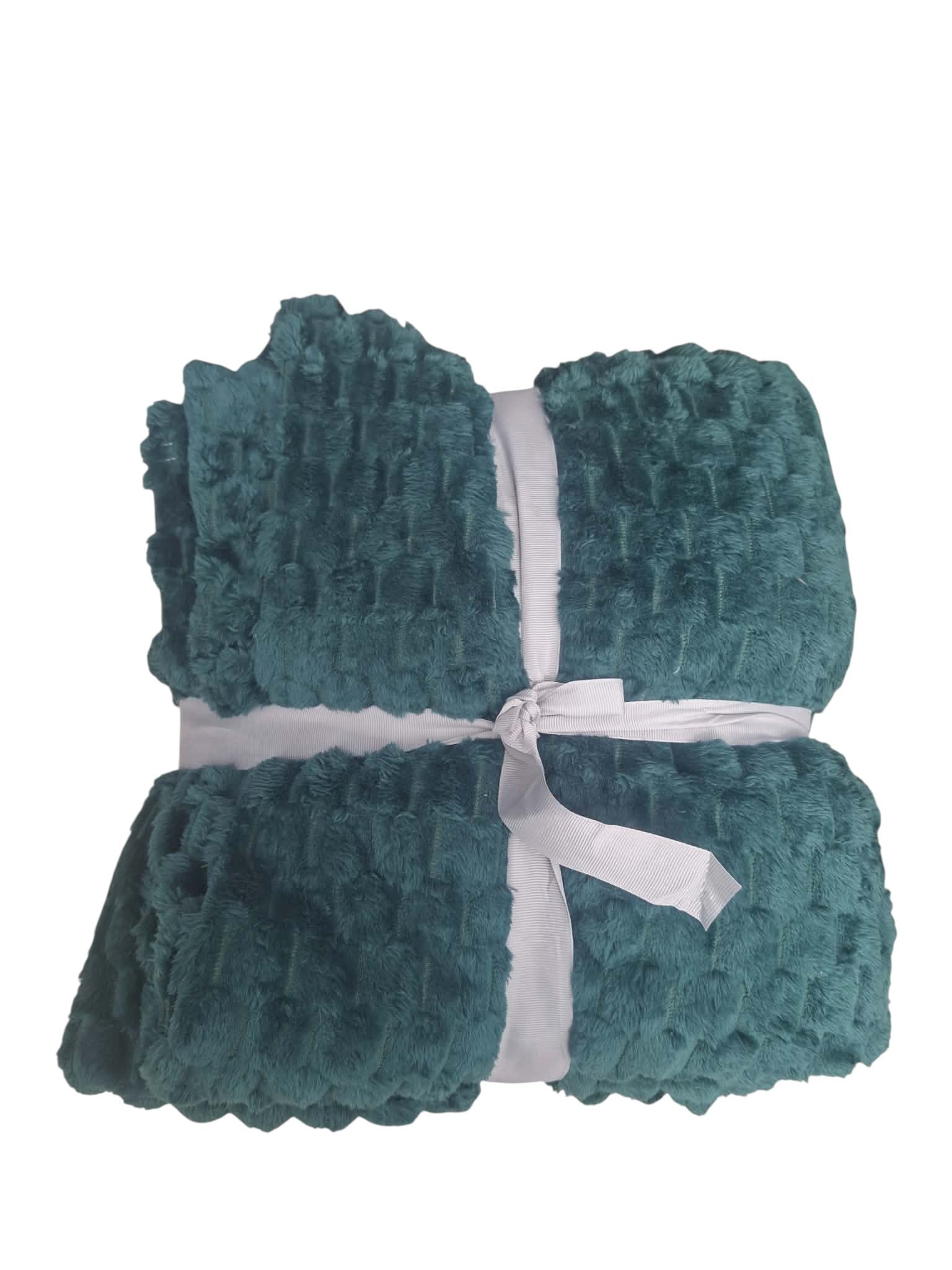 Patura Subtire si Pufoasa Sherpa Verde Petrol 200x230 cm Perfecta pentru Vara si Serile Racoroase