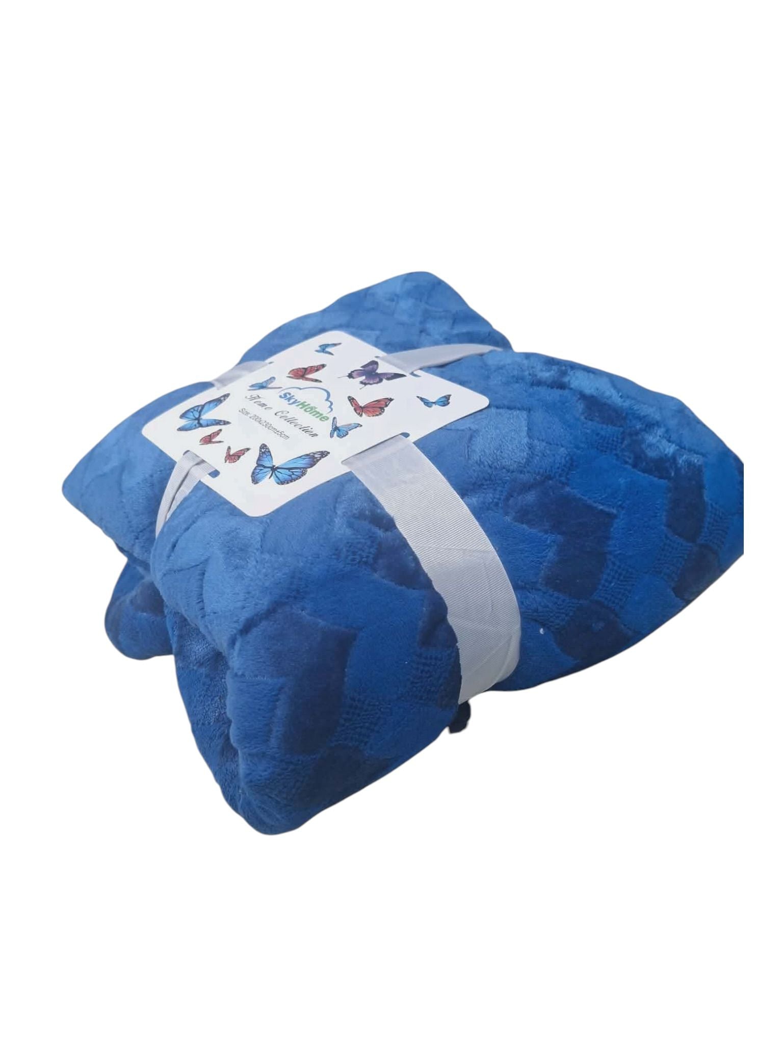 Patura Pufoasa Albastra SkyHome 200x230 cm Moale si Eleganta pentru Pat si Canapea