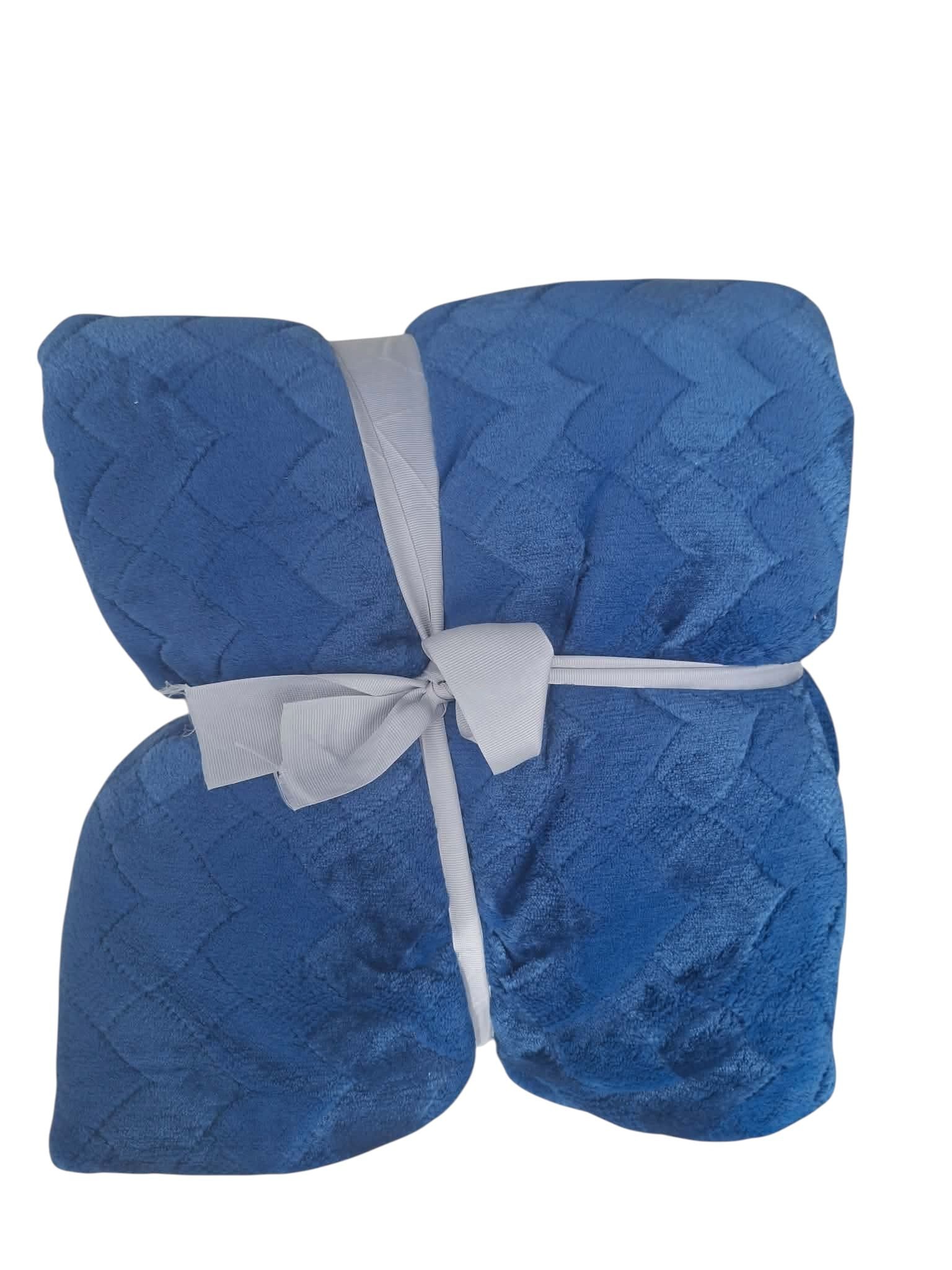 Patura Pufoasa Albastra SkyHome 200x230 cm Moale si Eleganta pentru Pat si Canapea