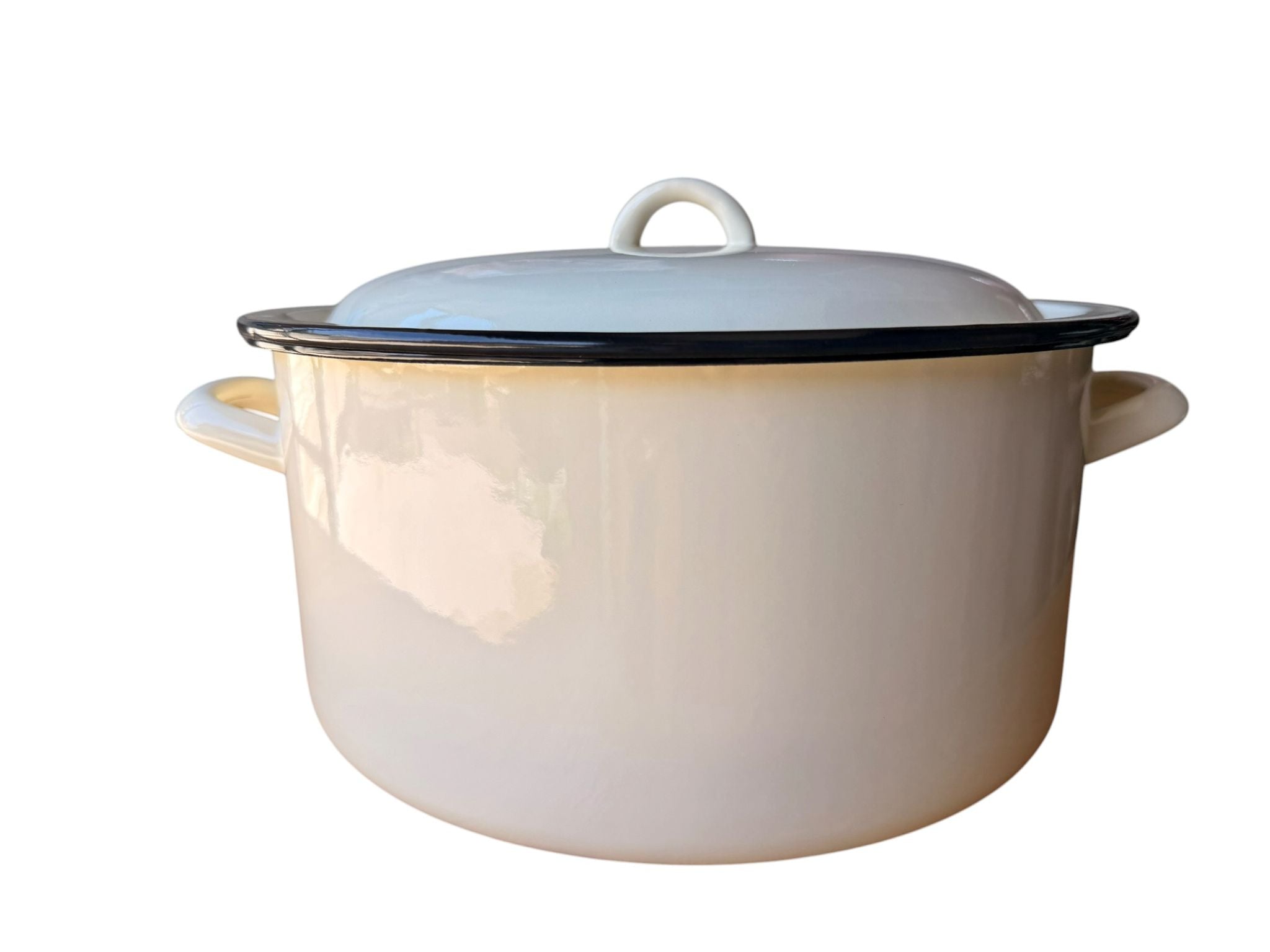 Cratita emailata cu capac 9.5L 30 cm culoare crem
